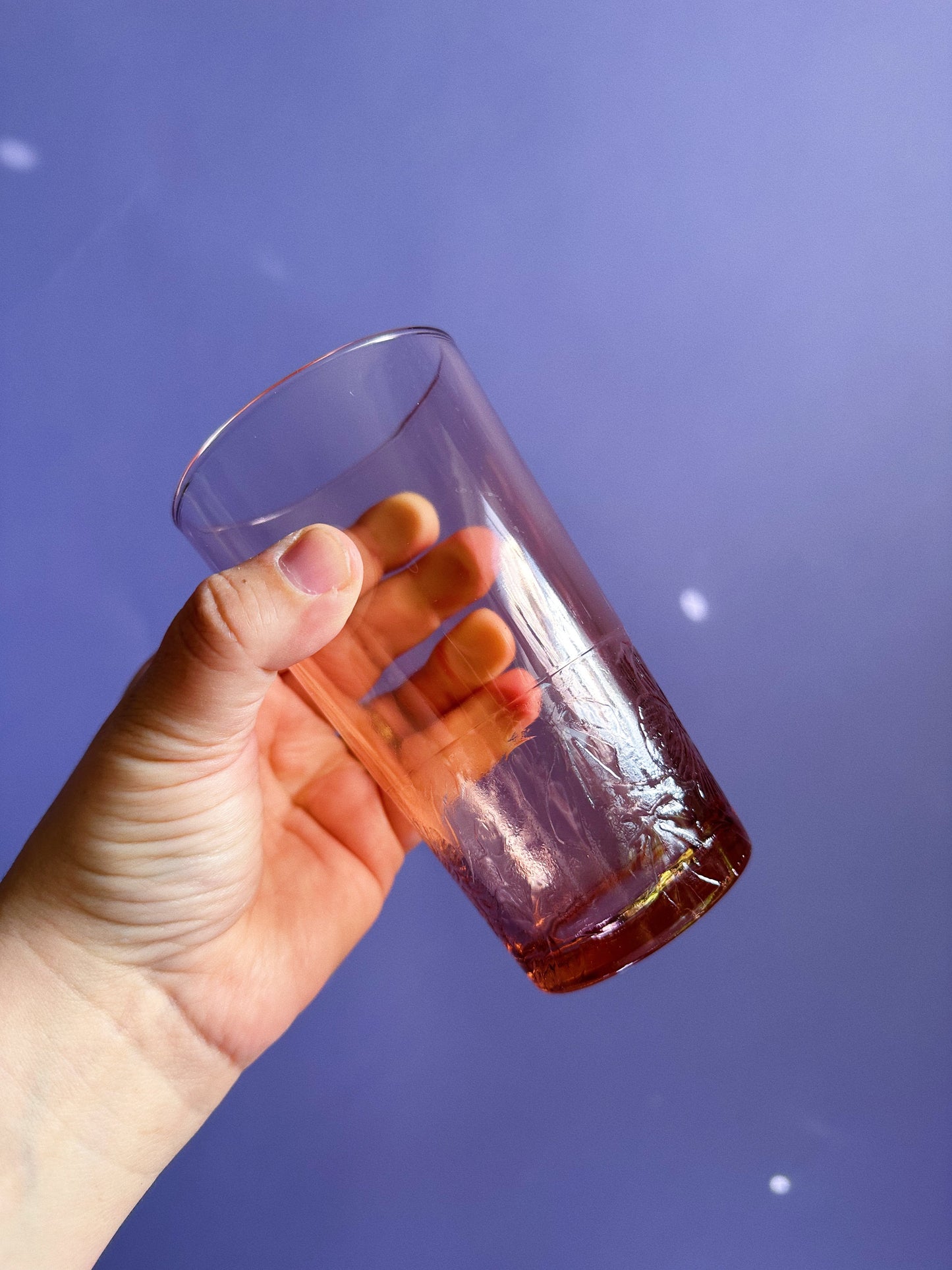 Vintage Pink Highball Glasses KIG Pressed Floral Design, Set of 4