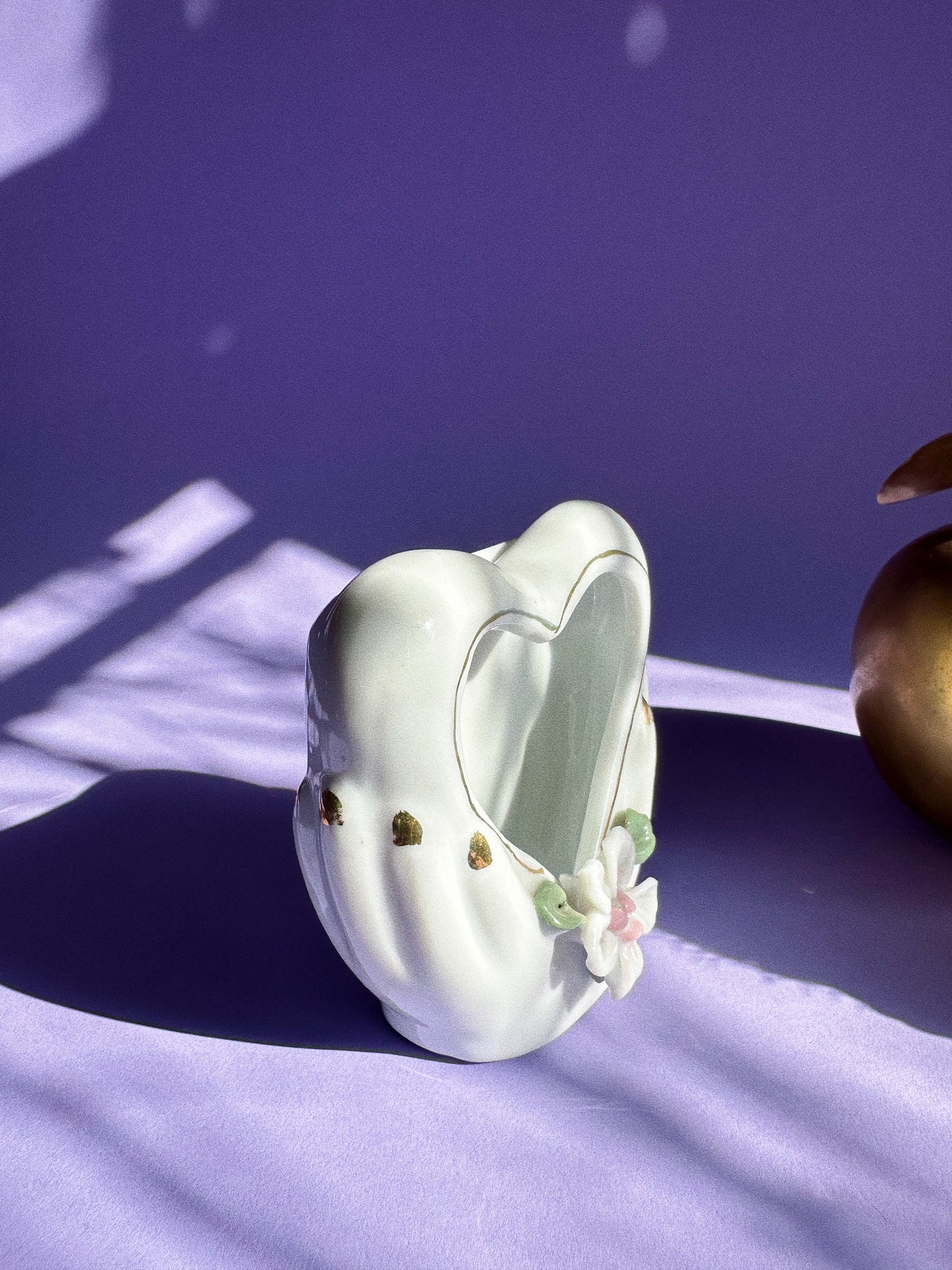 Small Vintage Porcelain Heart In Hands