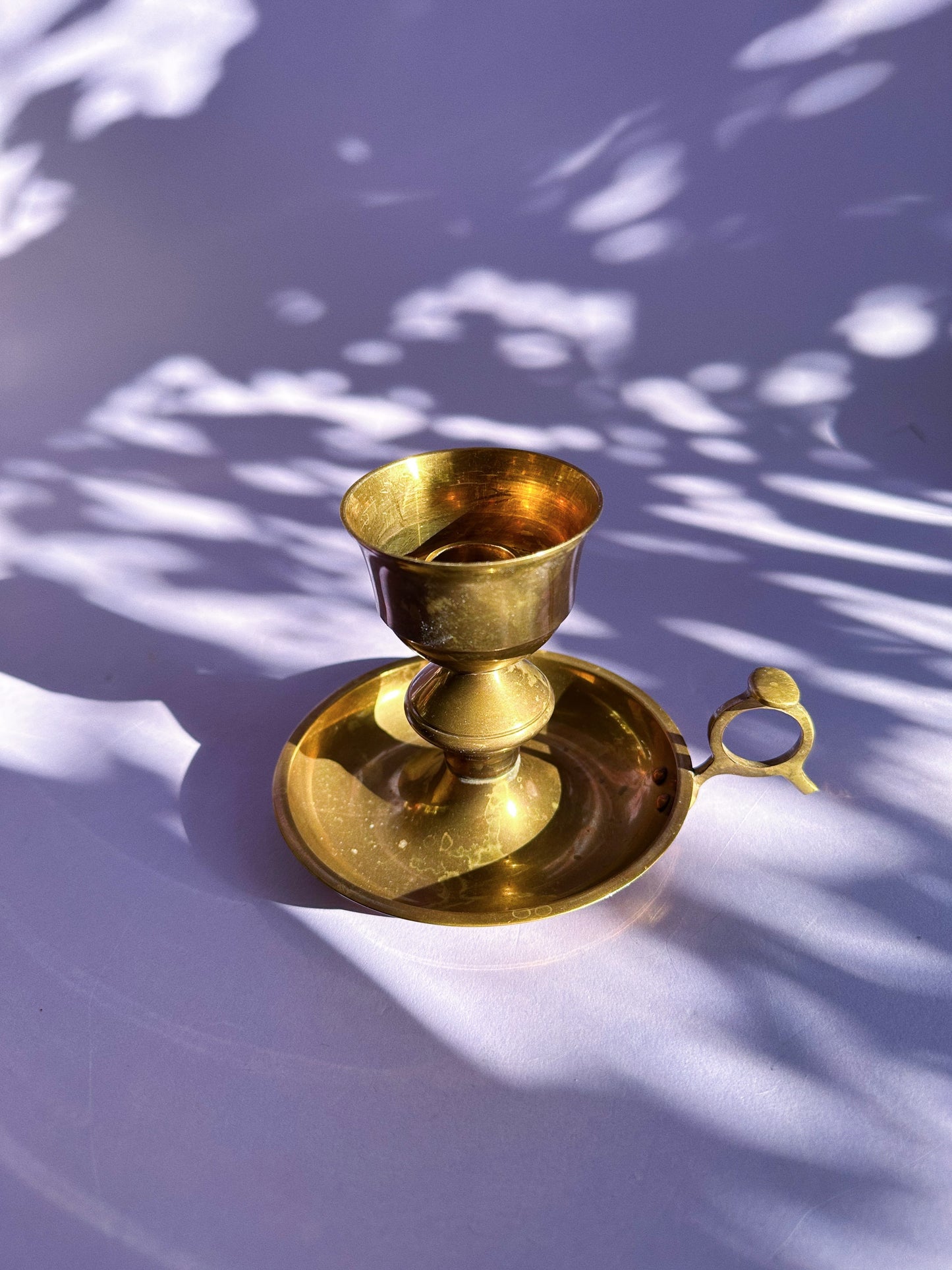 Vintage Solid Brass Chamber Candlestick for Taper Candles