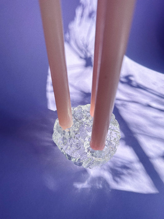 Vintage MCM L.E. Smith Reversible Crystal Ice Candle Holder