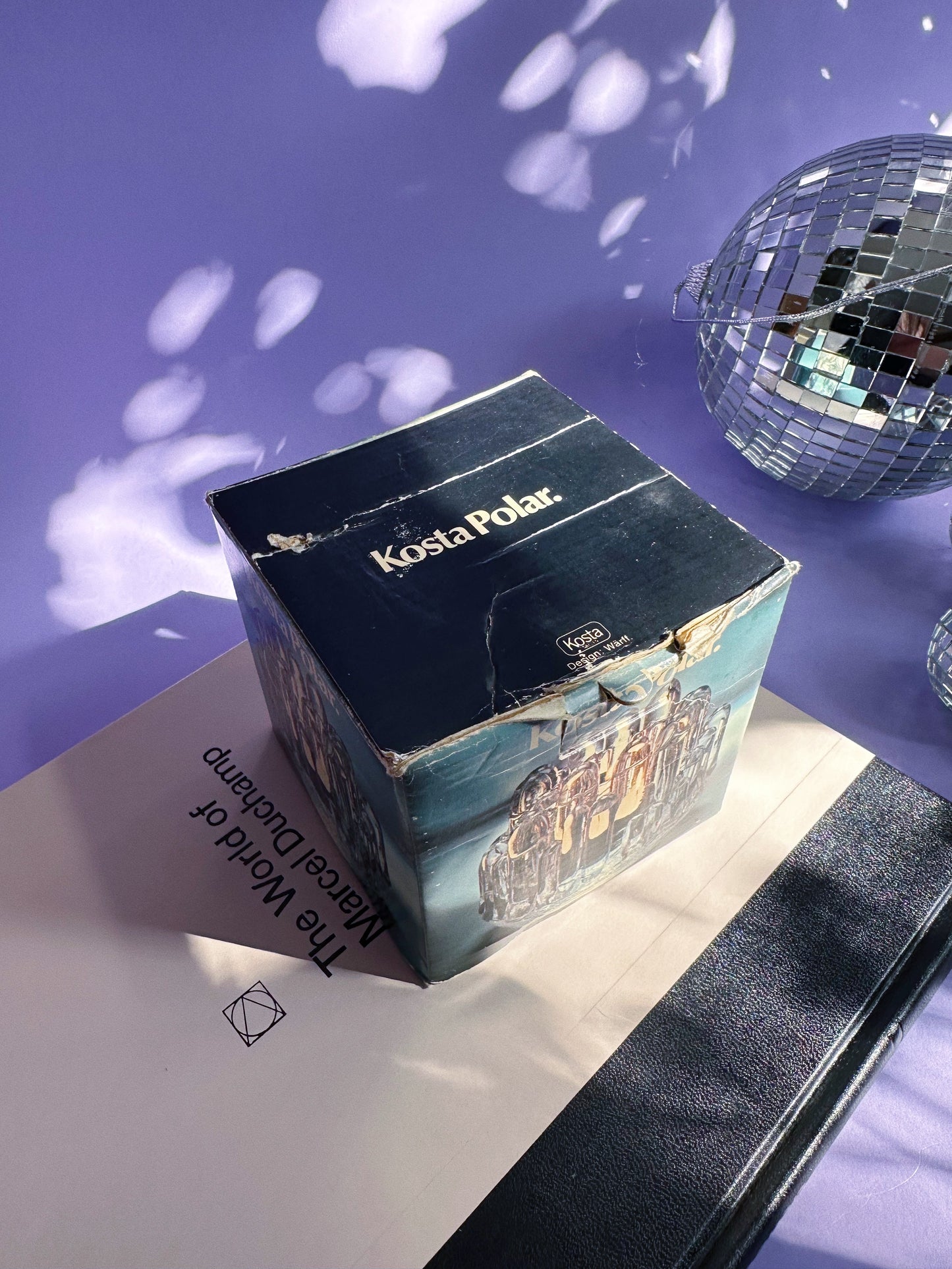 Vintage Glass Candle Votive Holder KOSTA BODA Sweden Polar Ice Stalagmite Heavy