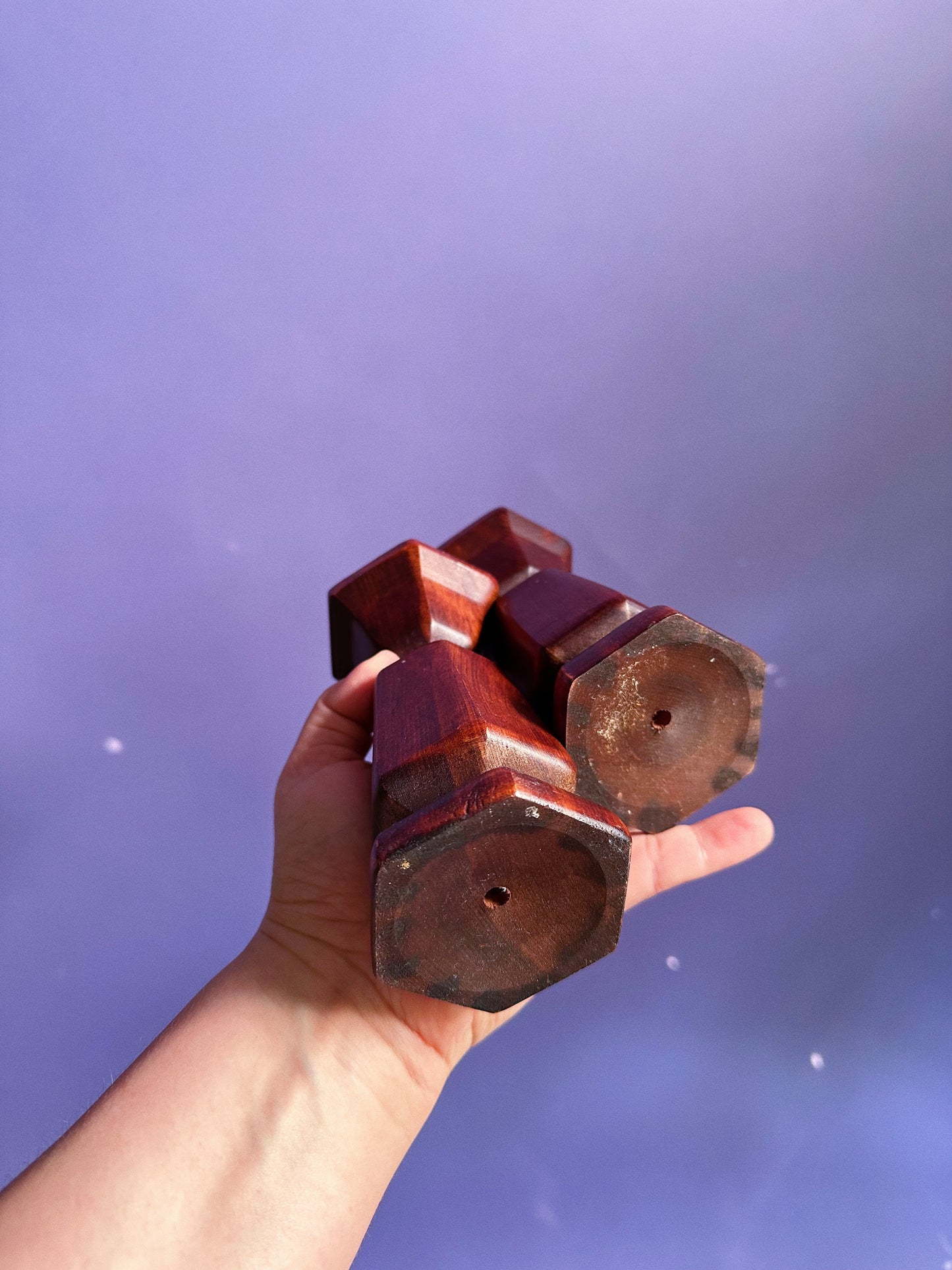 Vintage Wood Candlesticks For Taper Candles