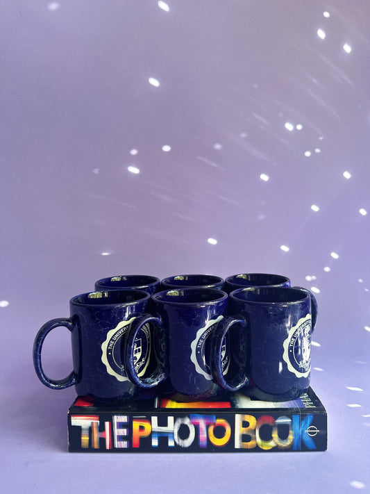 Vintage Navy Blue Ceramic U of T Coffee / Tea Mugs