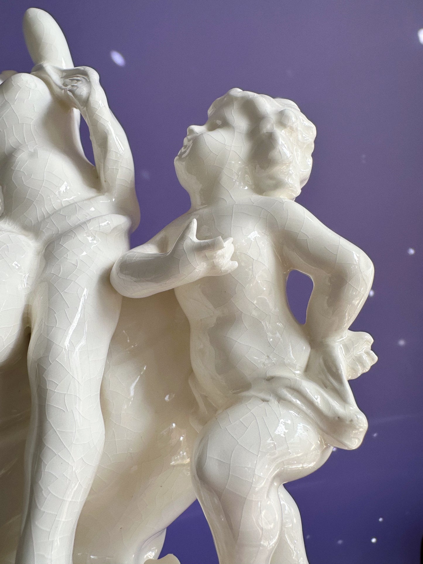 Vintage Porcelain Moon & Cherubs Planter / Vase