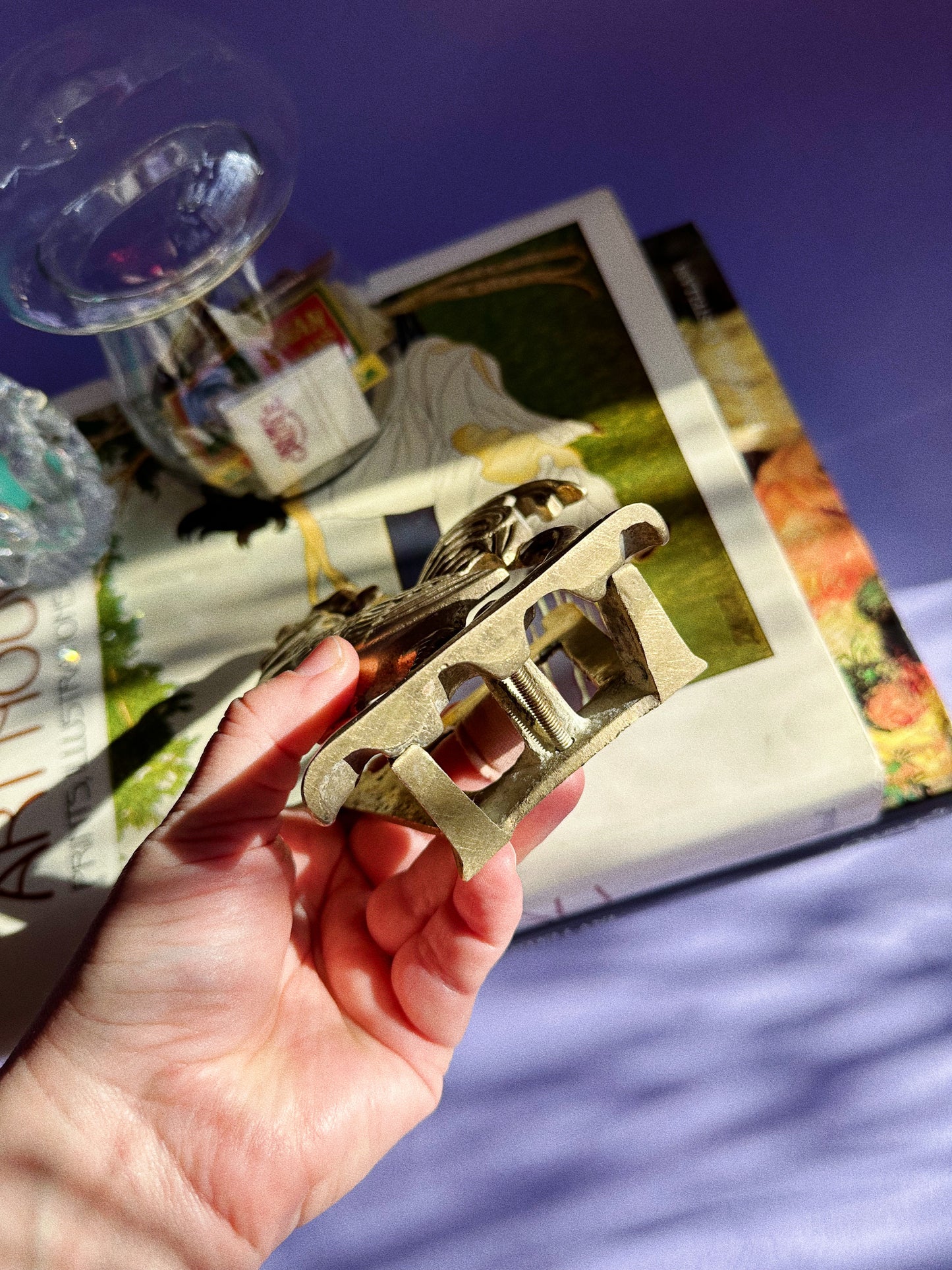 Vintage Brass Rooster Letter / Napkin Holder