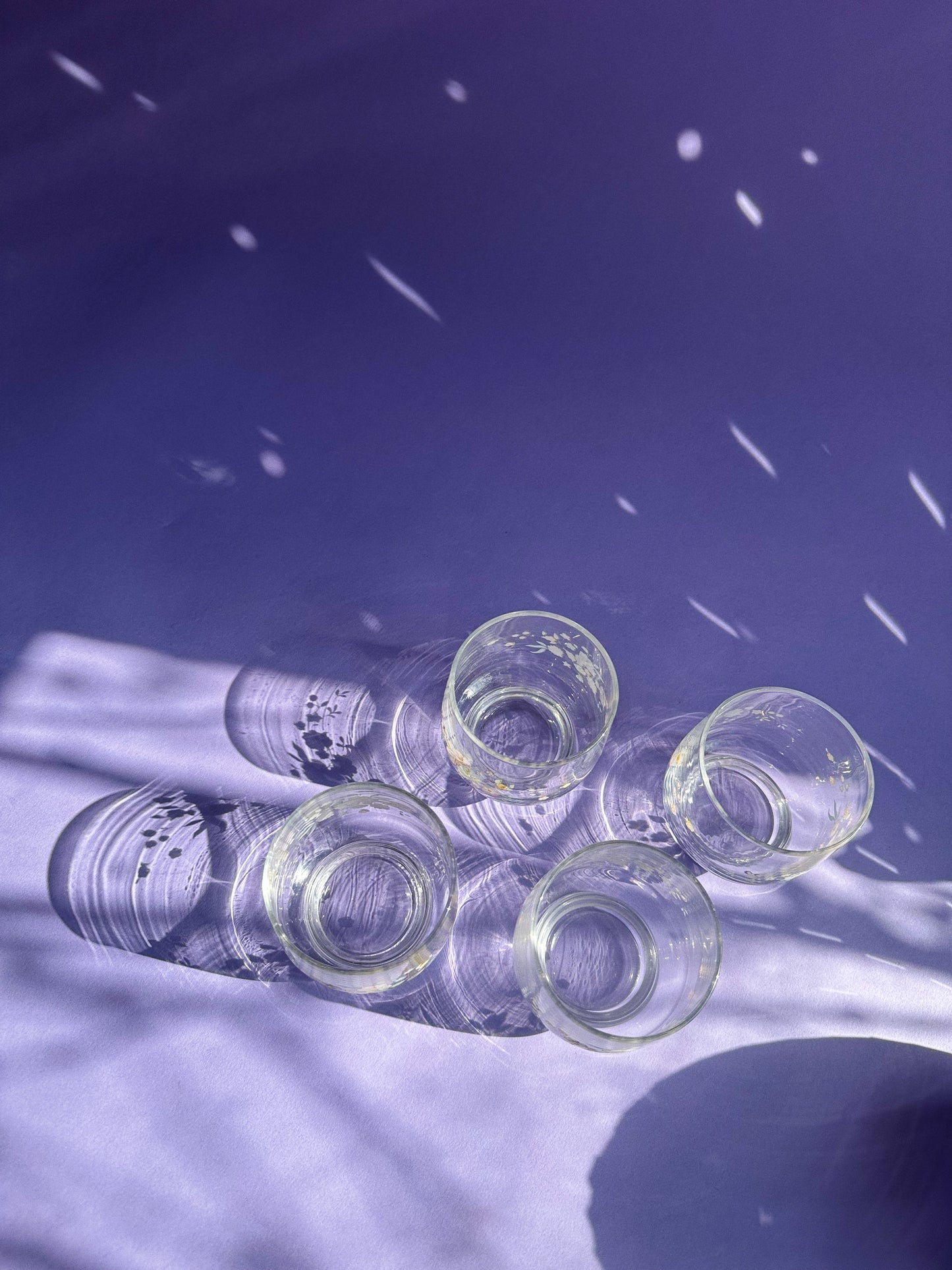 Set of 4 Arcoroc France Floral Tumblers