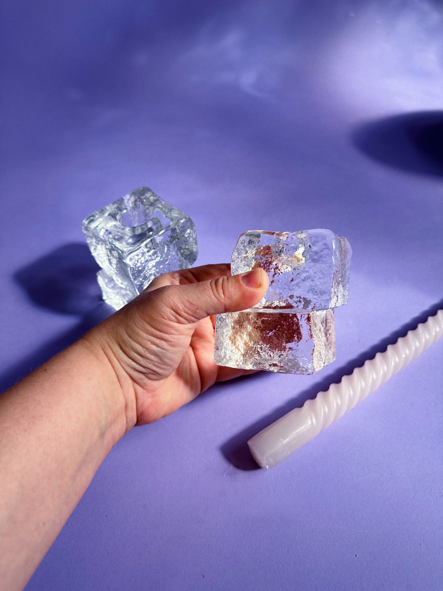 Blenko Glass Double Ice Cube Taper Candle Holders Set Of 2