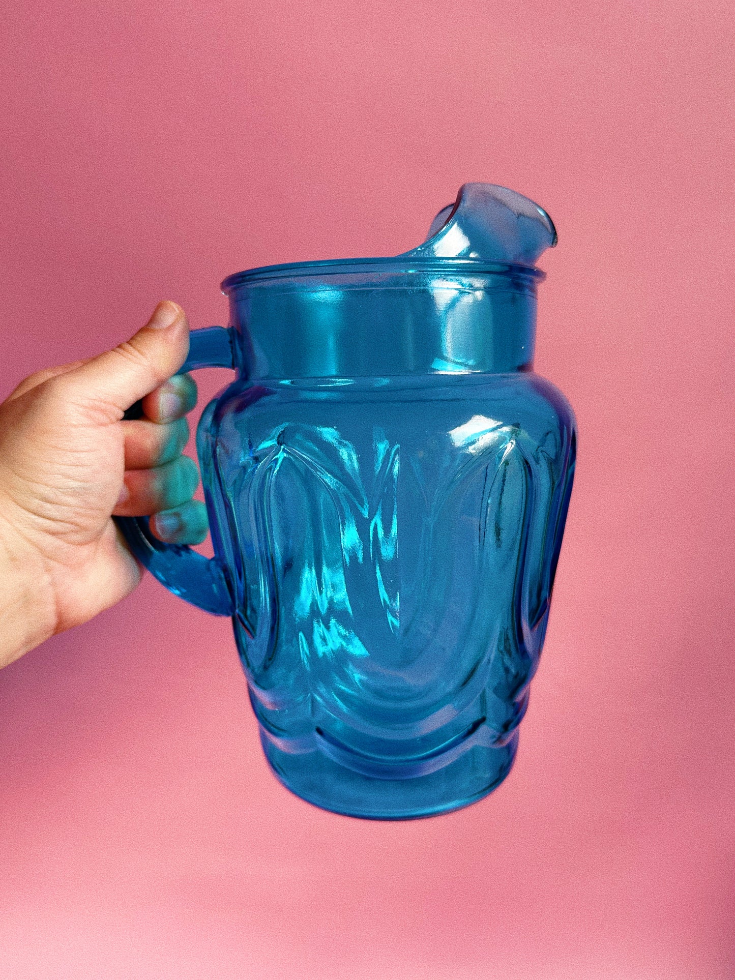 Vintage Manganese Anchor Hocking Tulip Glass Pitcher