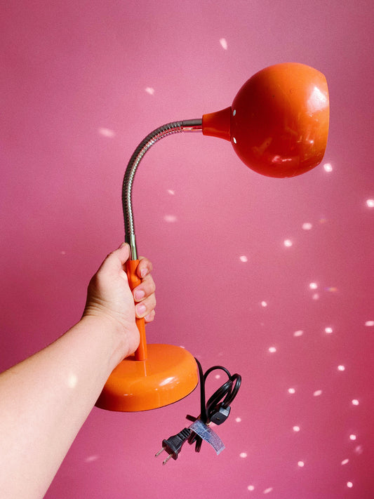 Vintage Orange Gooseneck Office / Table Lamp