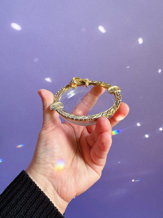 Vintage Glass & Brass Koi Fish Ashtray