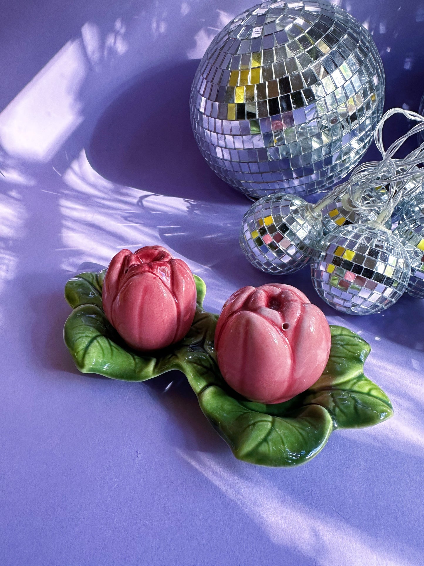 Vintage Ceramic Pink Roses Salt & Pepper Shakers