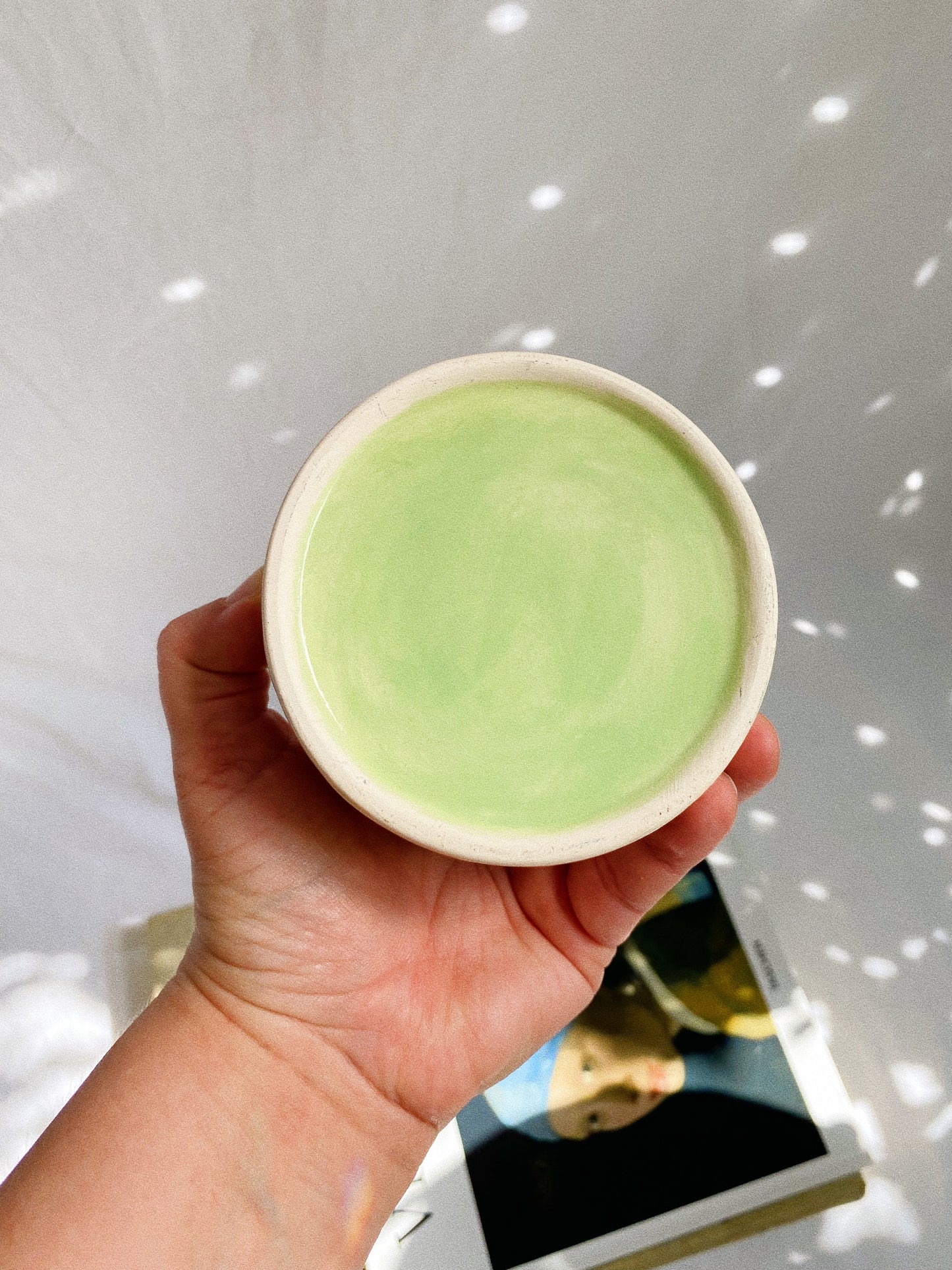 Pink Flower Glazed Pottery Lidded Dish