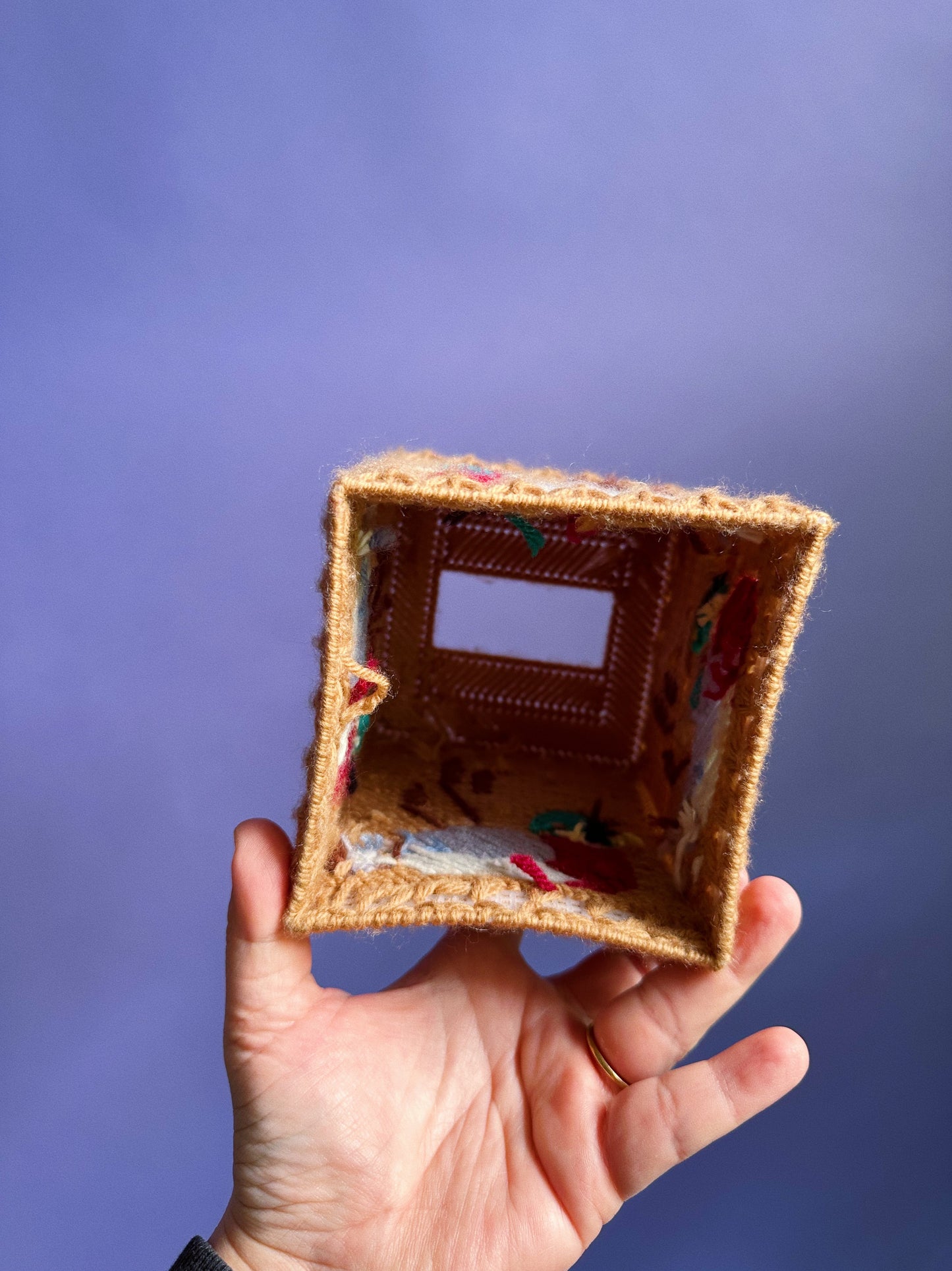 Vintage Cross Stitch Duck Tissue Box Cover