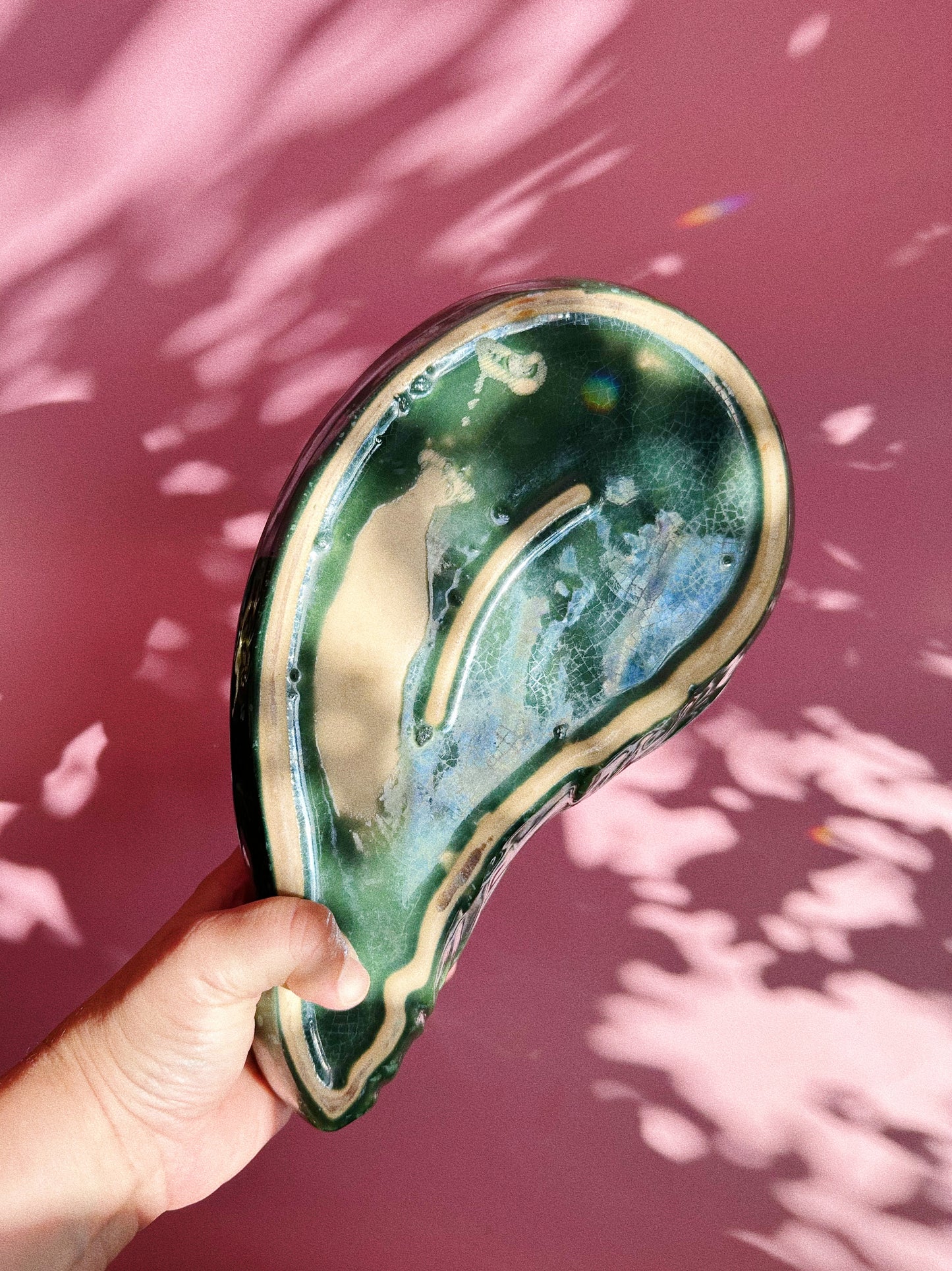 Vintage MCM Green Speckled Impala Pottery / Planter