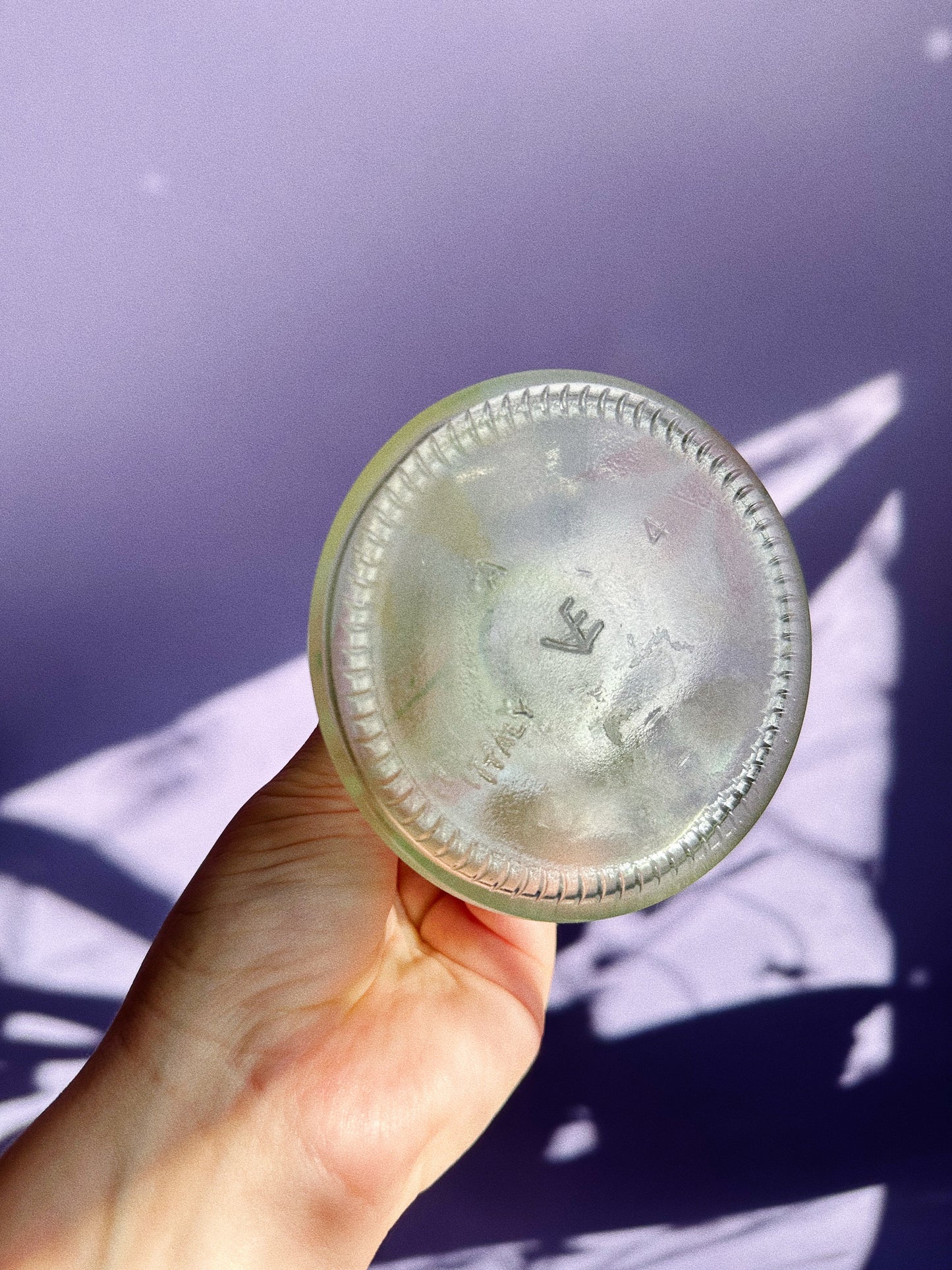 Vintage Italian Green Frosted Glass Candlesticks