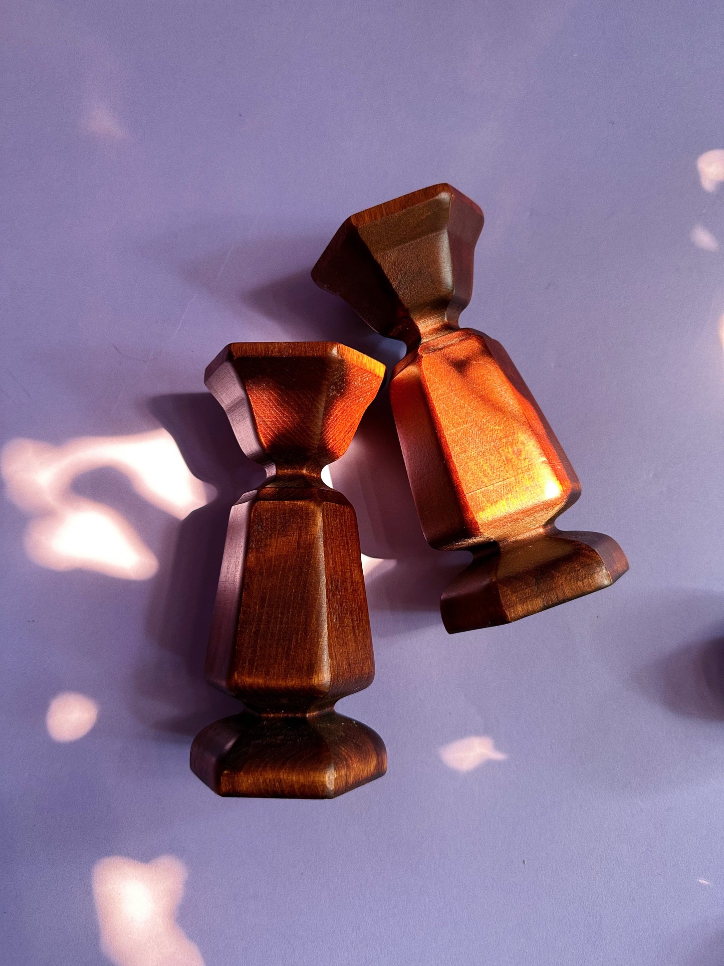 Vintage Wood Candlesticks For Taper Candles