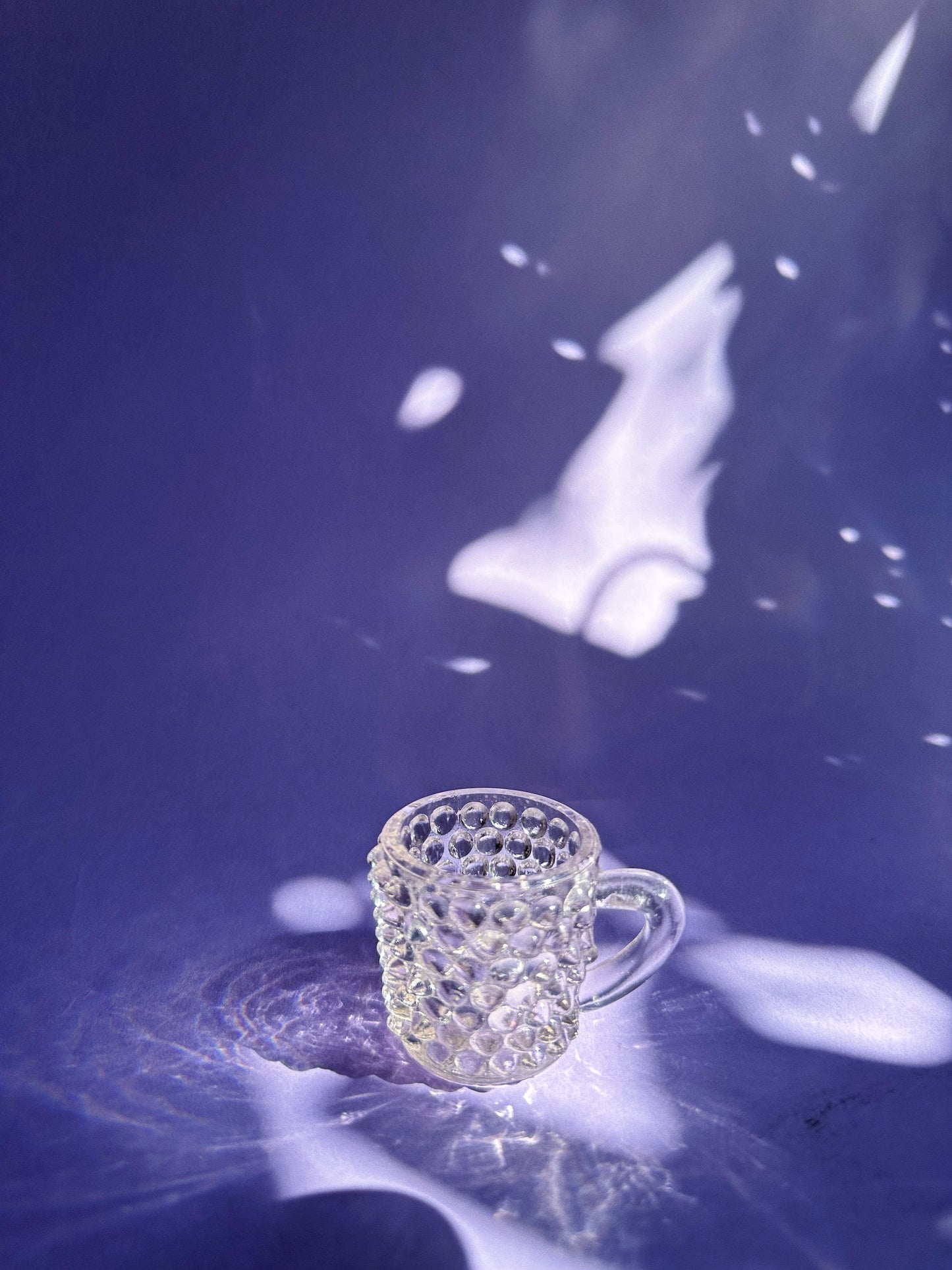 Vintage Mini Glass Hobnail Mug Shot Glass / Match Holder