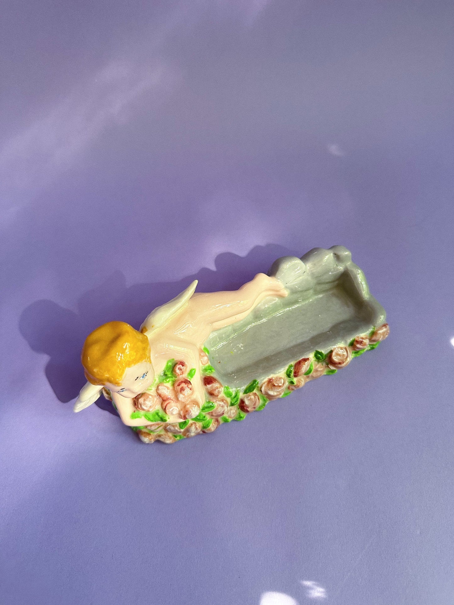 Vintage Ceramic Cherub Business Card Holder