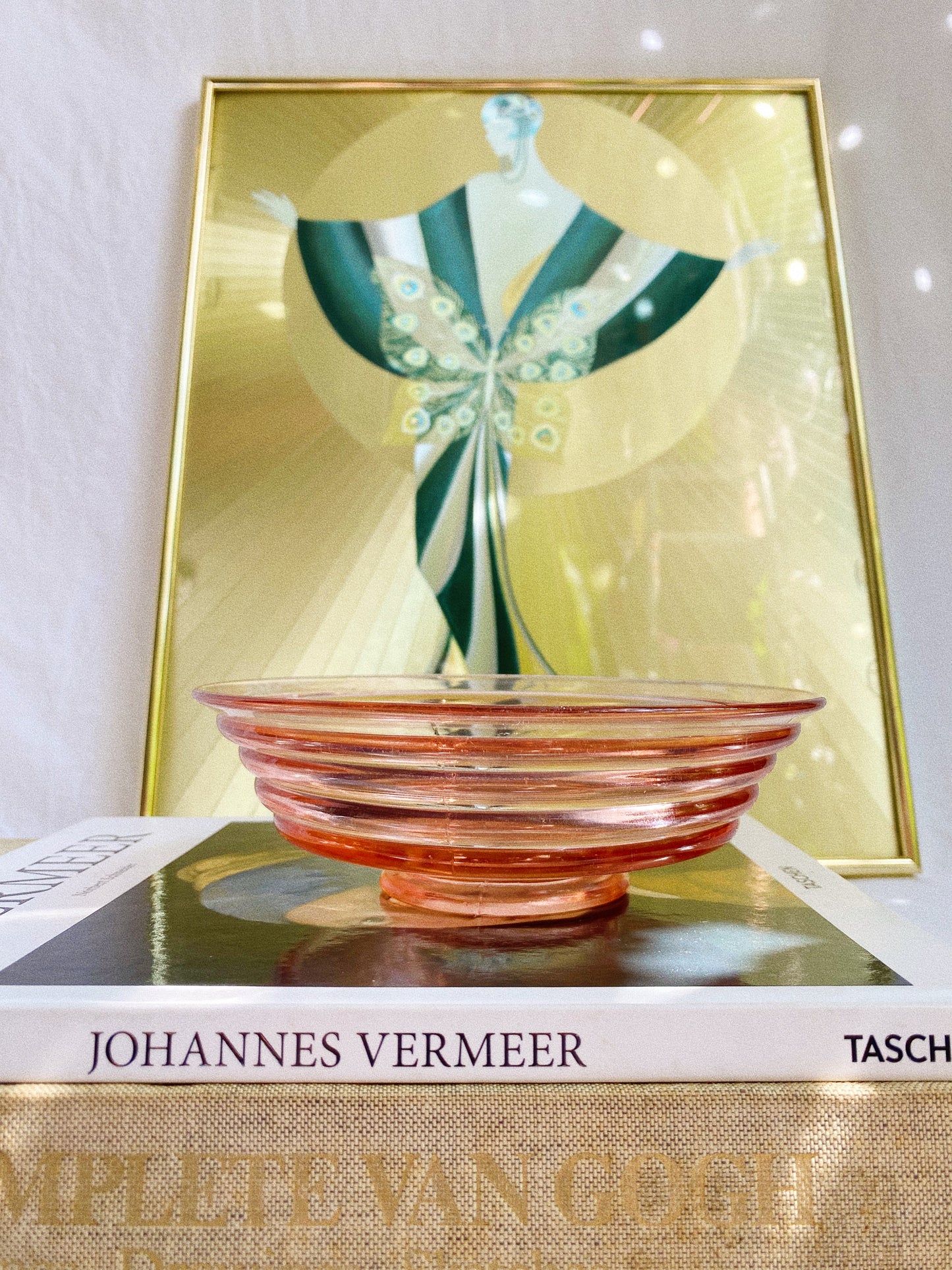 Vintage Pink Depression Glass Footed Bowl