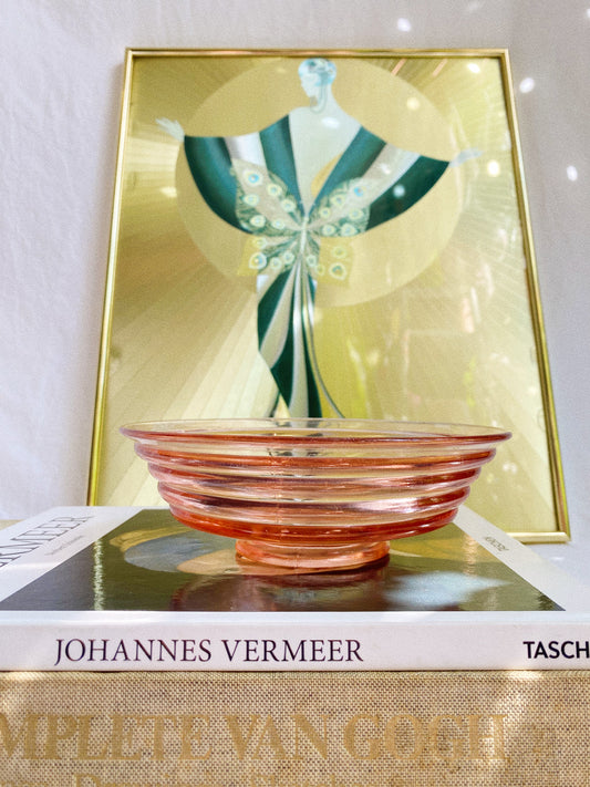 Vintage Pink Depression Glass Footed Bowl