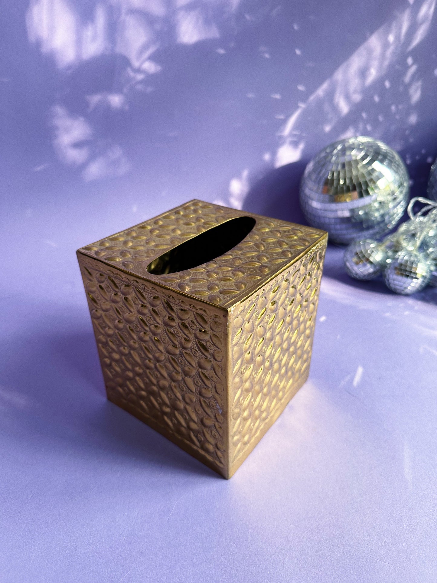 Vintage Brass Square Tissue Box Holder Cover Hollywood Regency MCM