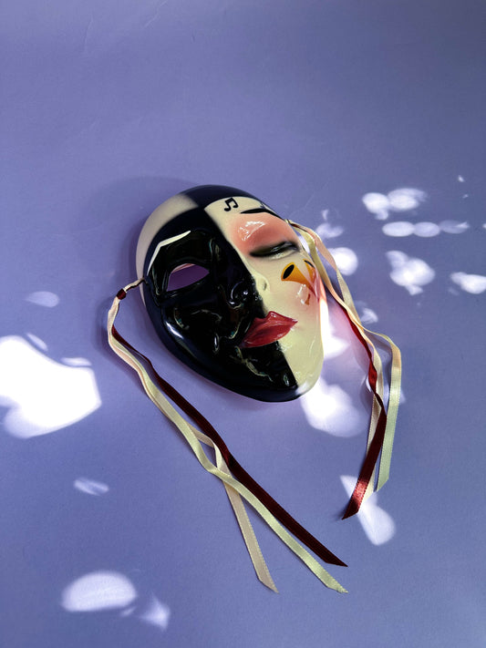 Vintage Clay Art SF Music Notes Ceramic Wall Mask 1990