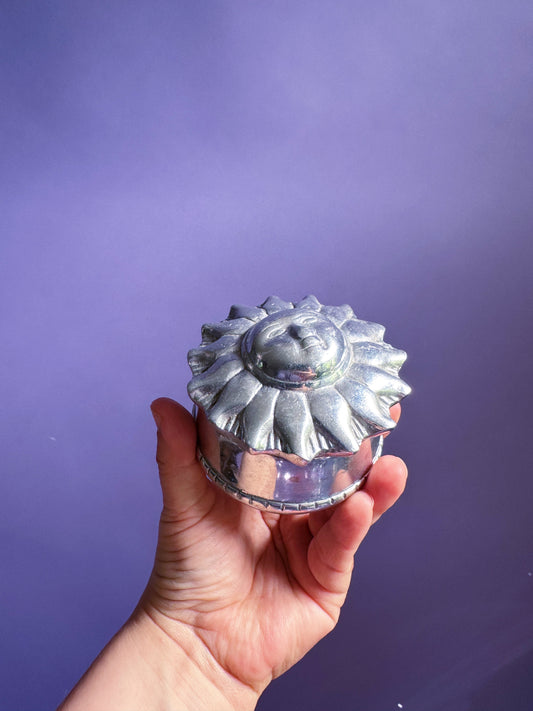 Vintage Lidded Sun Chrome Trinket Box