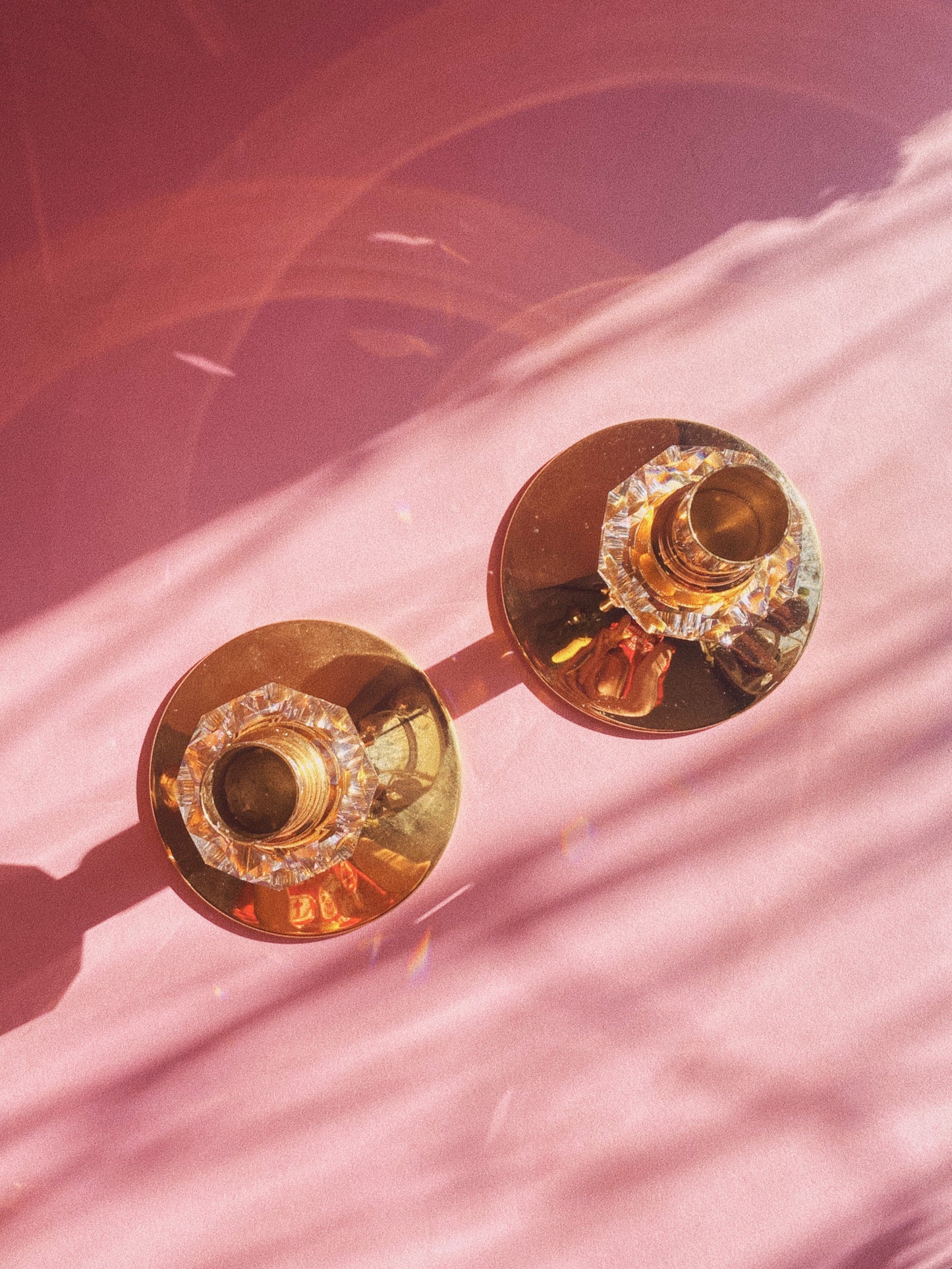 24K Gold Vintage Valerio Albarello Swarovski Crystal Candlesticks