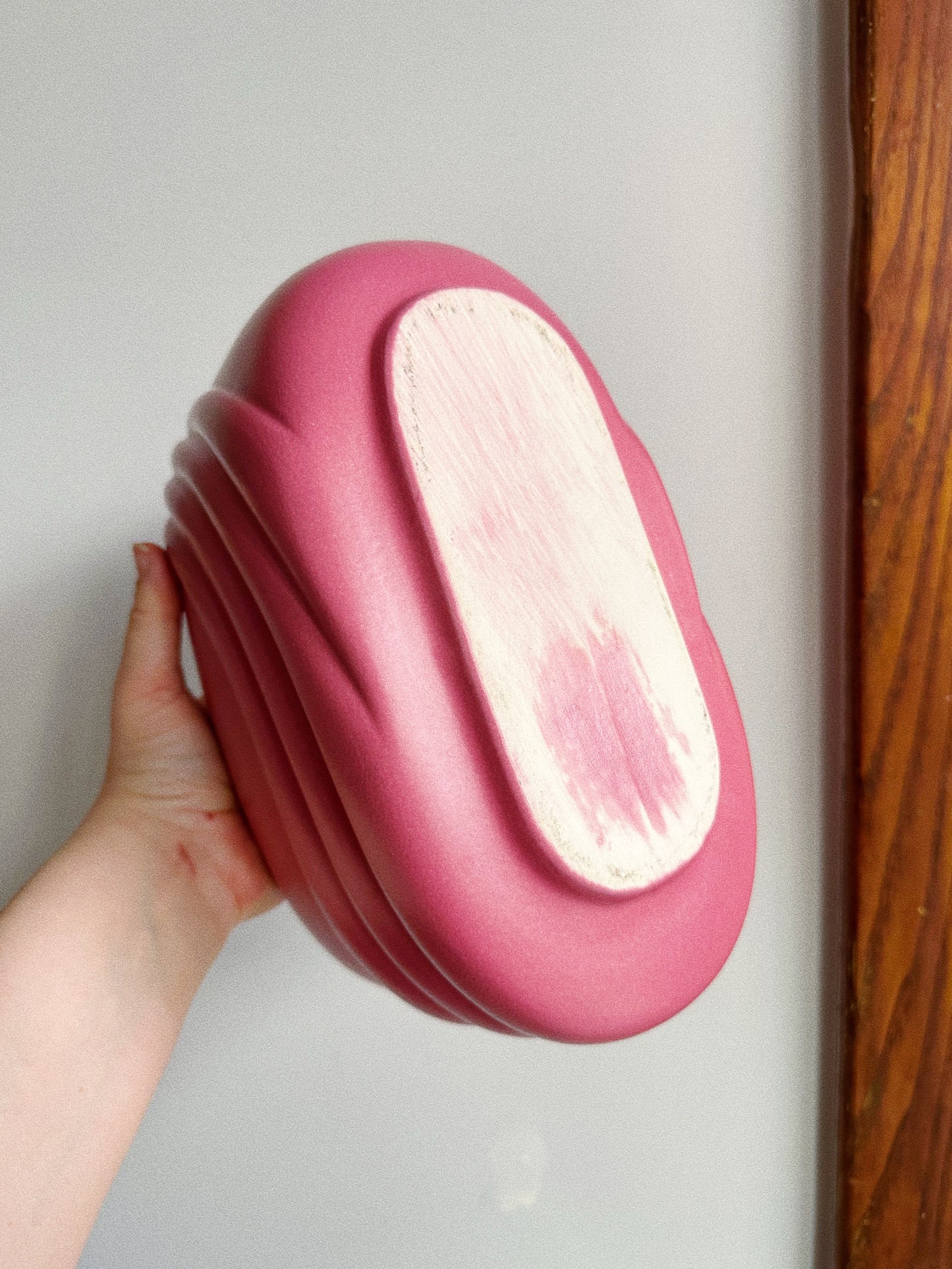 Art Deco Revival Mid Century Modern Pink Bisque Wrap Ceramic Vase