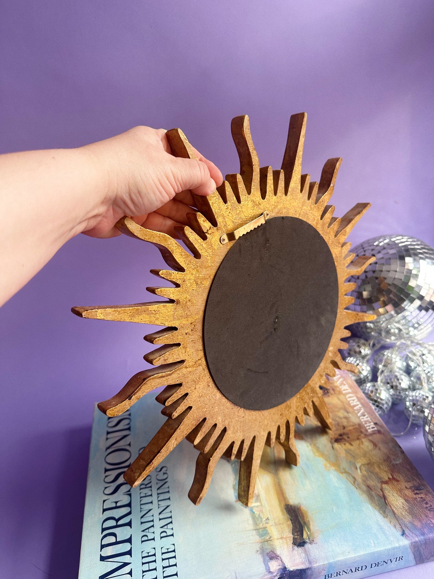 Vintage TST Inc. Sunburst Heavy Gold Wall Mirror - MCM - Hollywood Regency