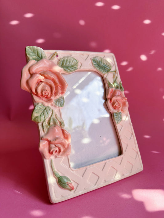 Vintage Fitz and Floyd Blushing Rose Picture Frame Japan