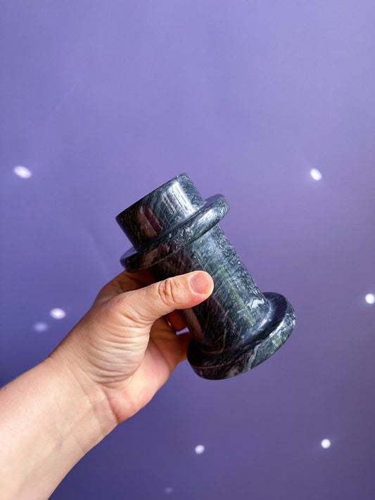 Vintage Black / Blue Marble Candle Holder Minimalist Decor