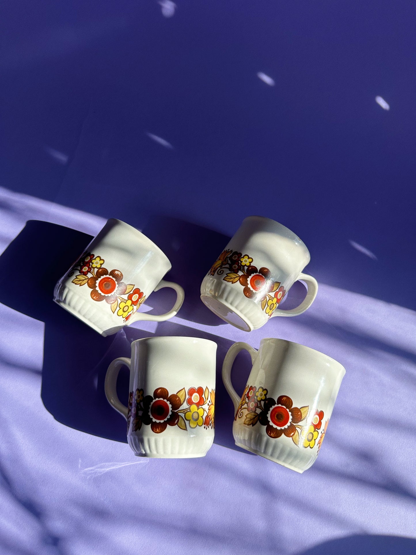 Vintage MYOTT ‘Festival’ Pattern Coffee Mugs, made in England