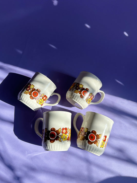 Vintage MYOTT ‘Festival’ Pattern Coffee Mugs, made in England