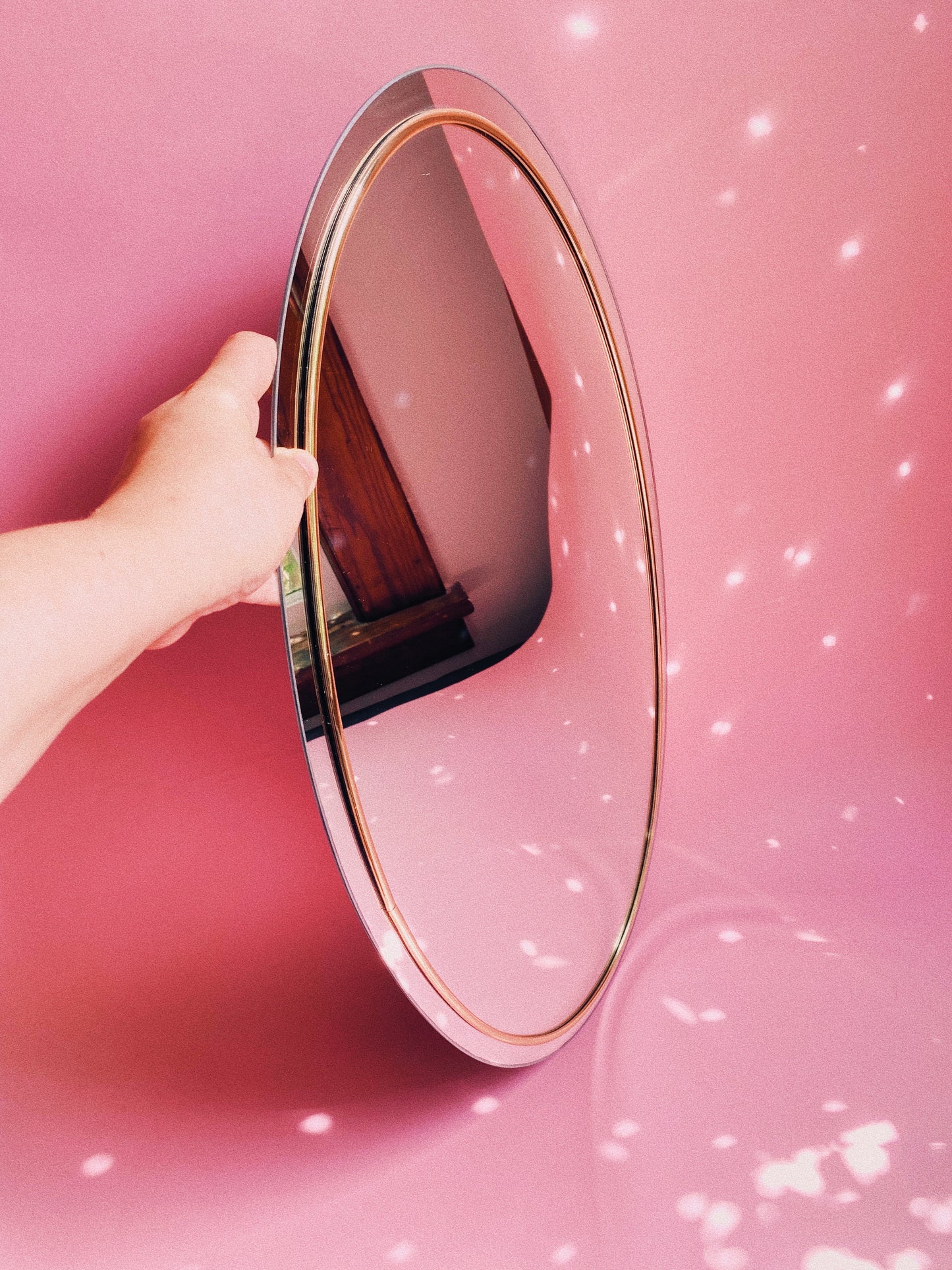 Post Modern Brass Rimmed Oval Mirror