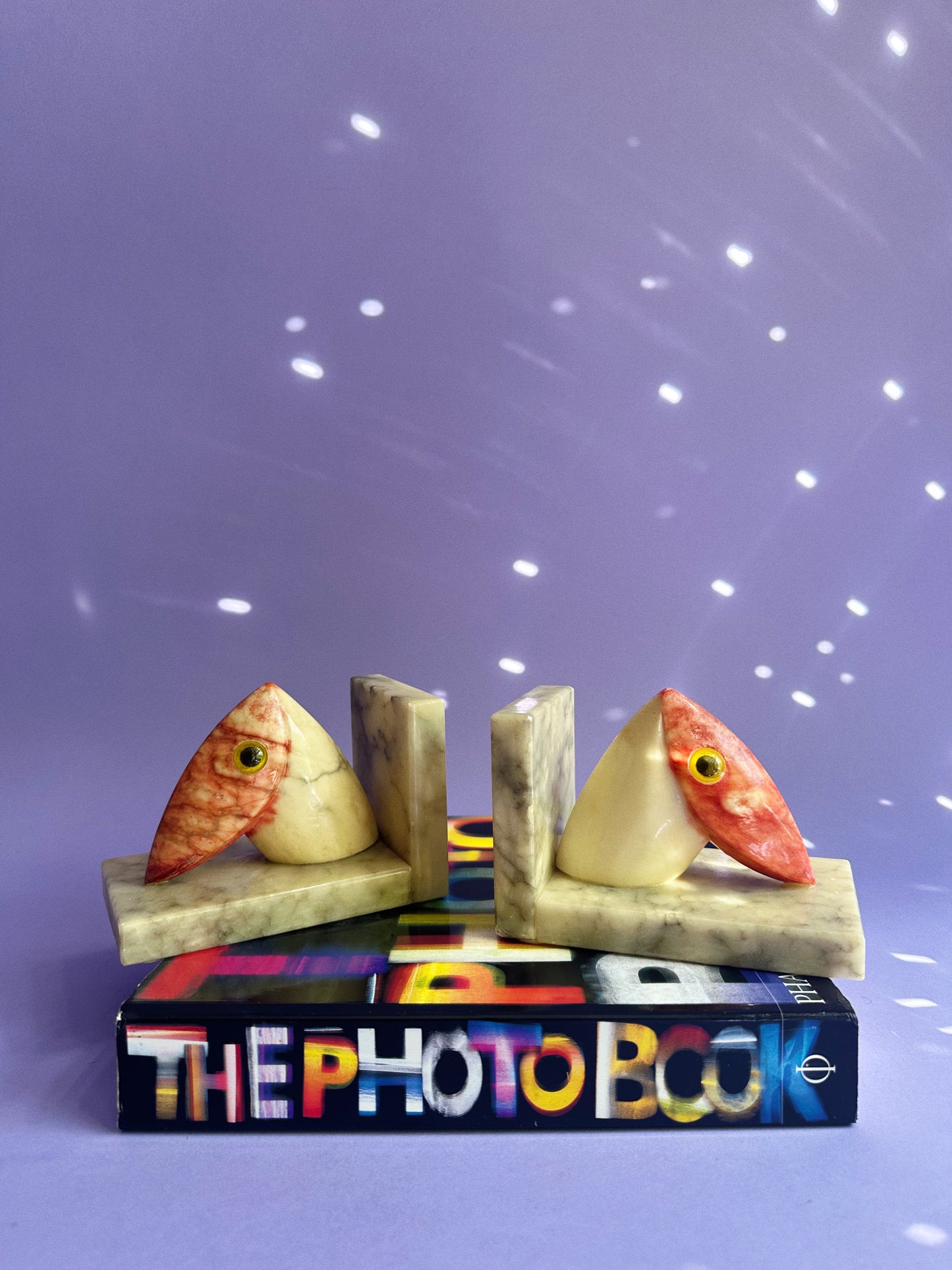 Vintage Genuine Alabaster Bird Book Ends Italy