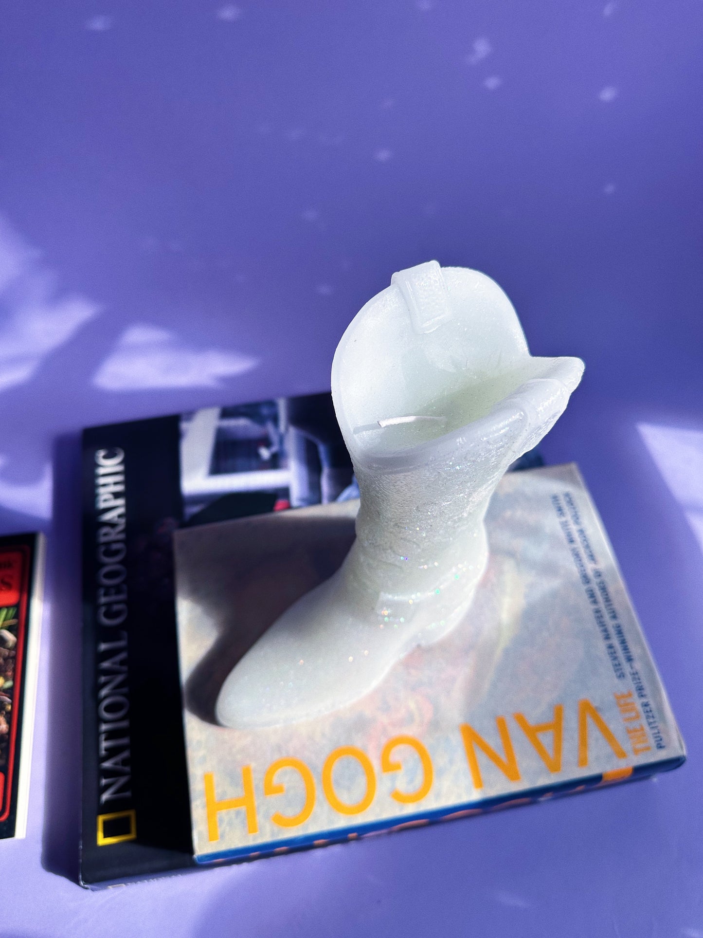 White Glitter Cowboy Boot Candle
