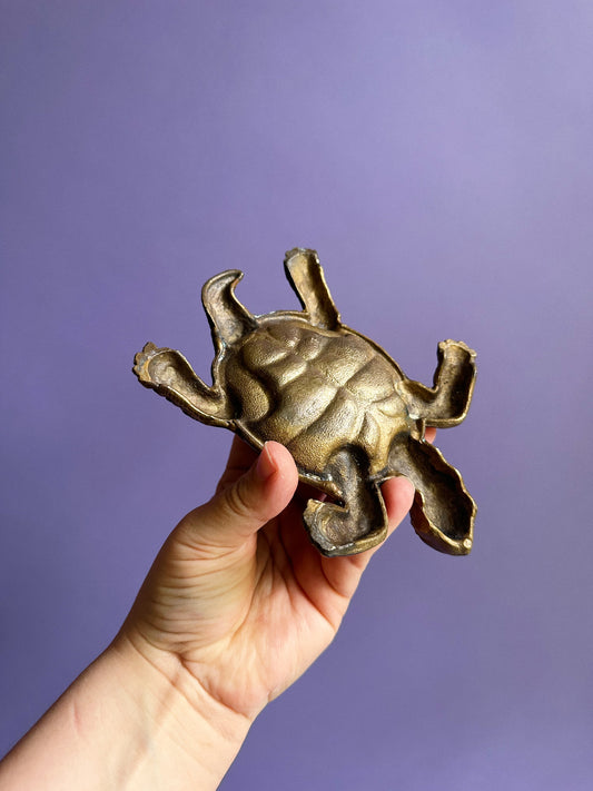 Vintage Brass Turtle Ashtray