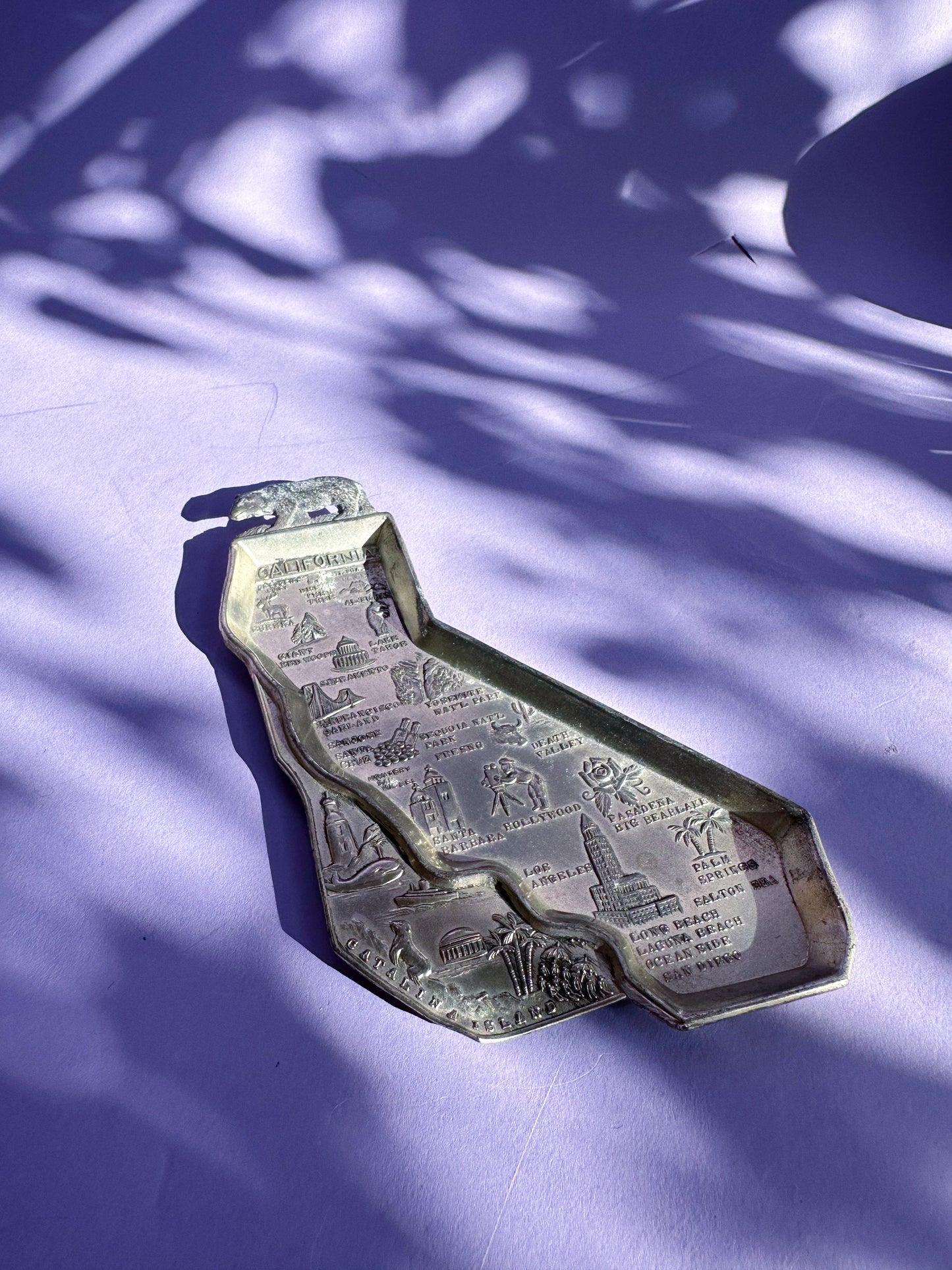 Vintage California Map Metal Throw Dish