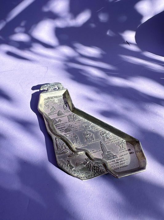 Vintage California Map Metal Throw Dish
