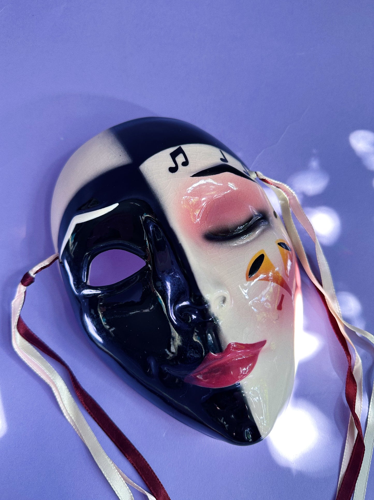 Vintage Clay Art SF Music Notes Ceramic Wall Mask 1990