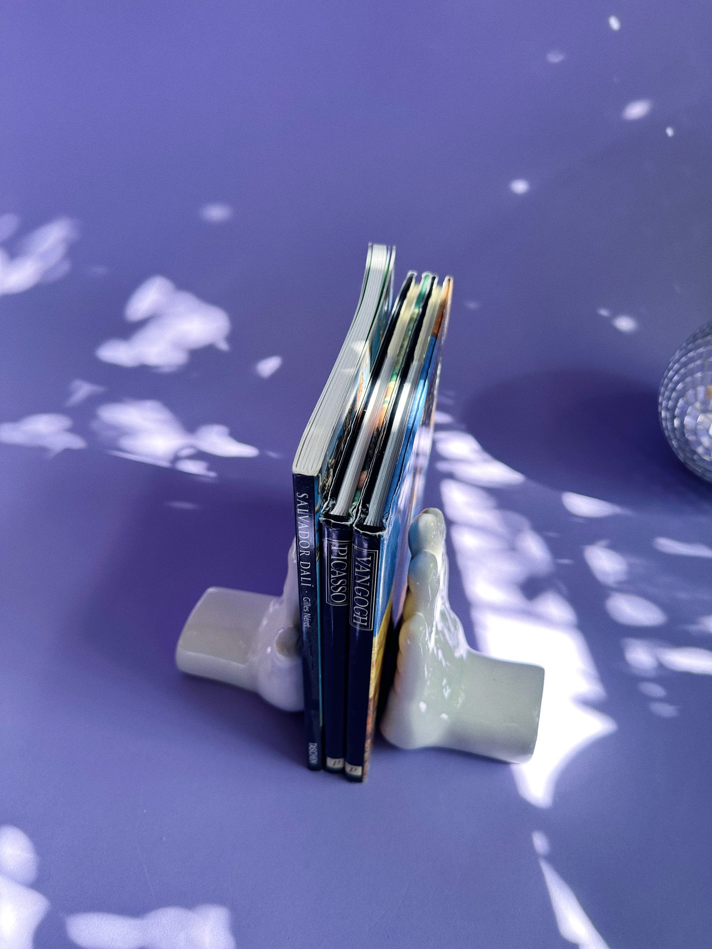 White Ceramic Hands Book Ends VTG 6.25” Weighted W/O Sand MCM NOTE