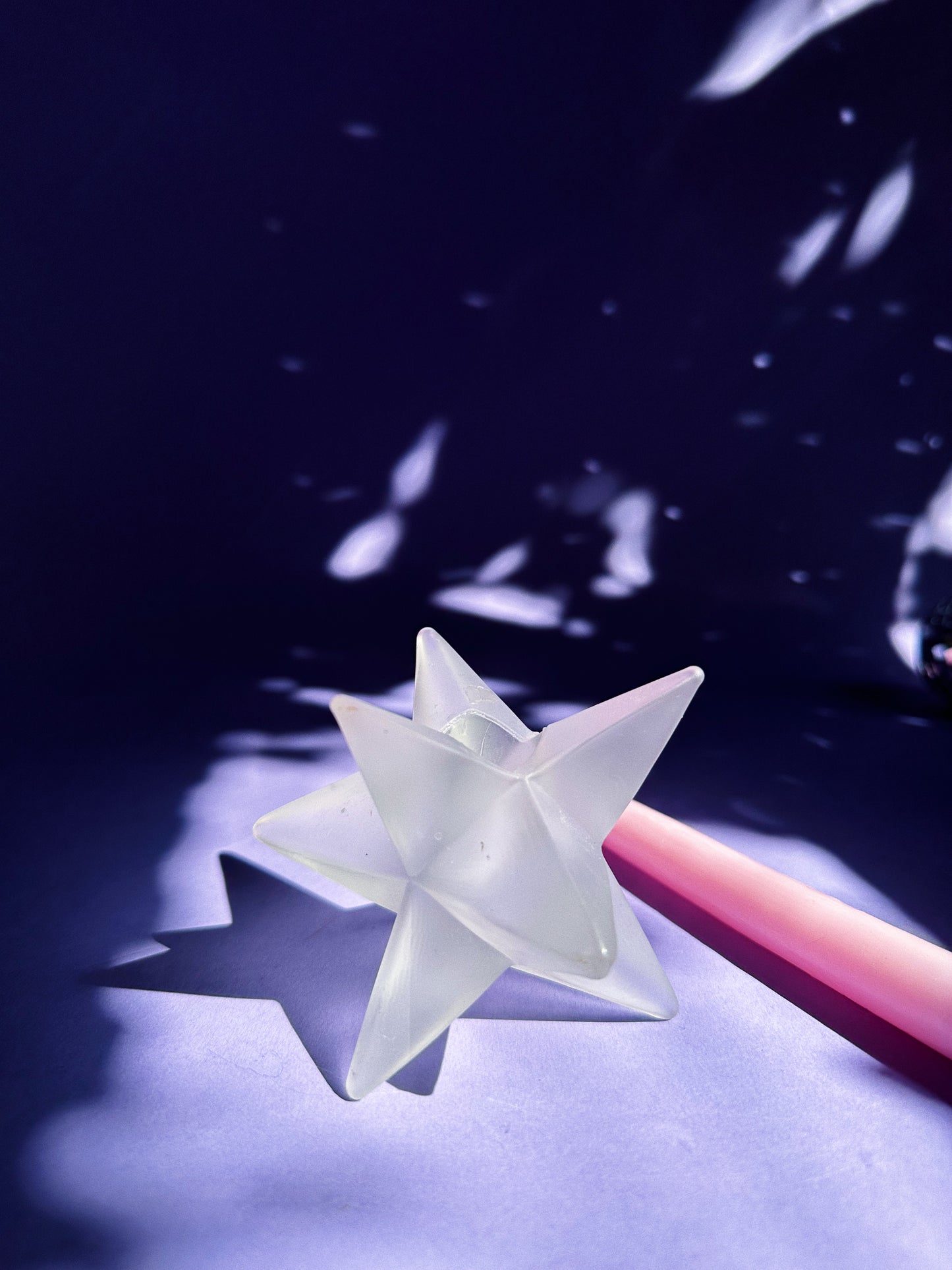 Frosted Glass Starbust Candlestick for Taper Candles