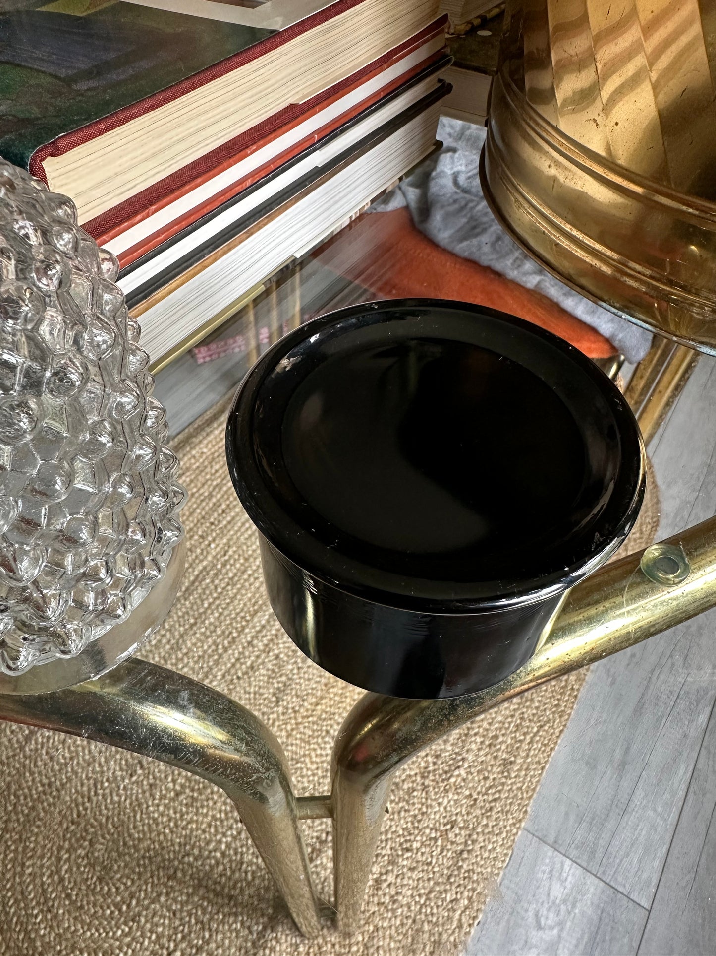 Mosser Hobnail Glass Courting Fairy Light Lamp with Black Glass Base