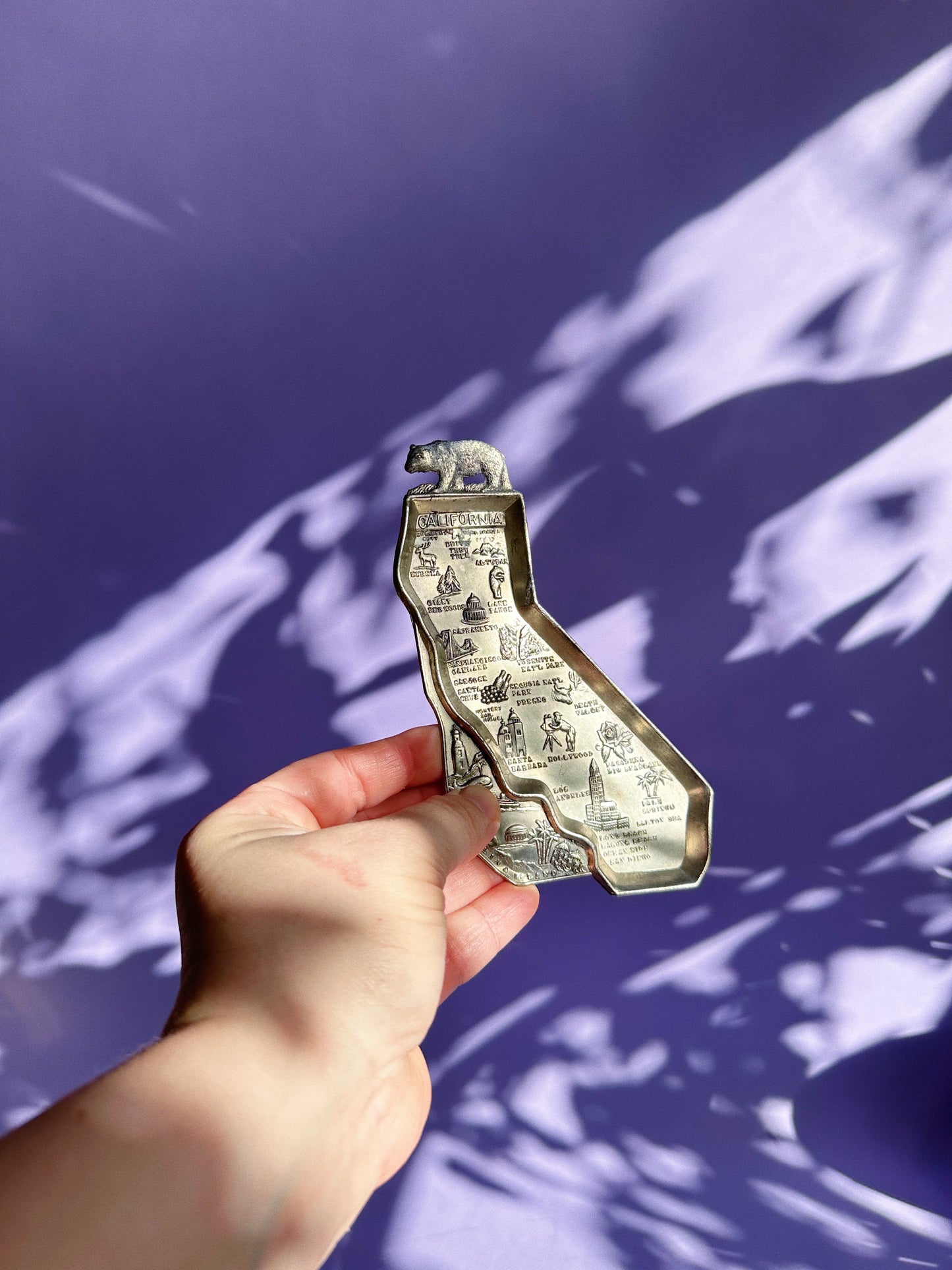 Vintage California Map Metal Throw Dish