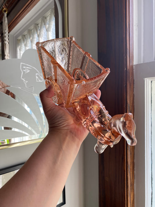 Jeanette Vintage Pink Depression Glass Horse & Carriage