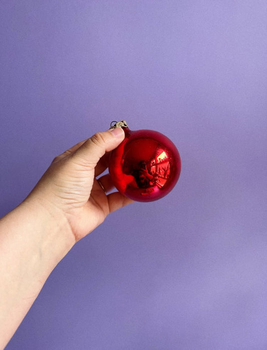 Vintage Red Glass Large Christmas Ornaments