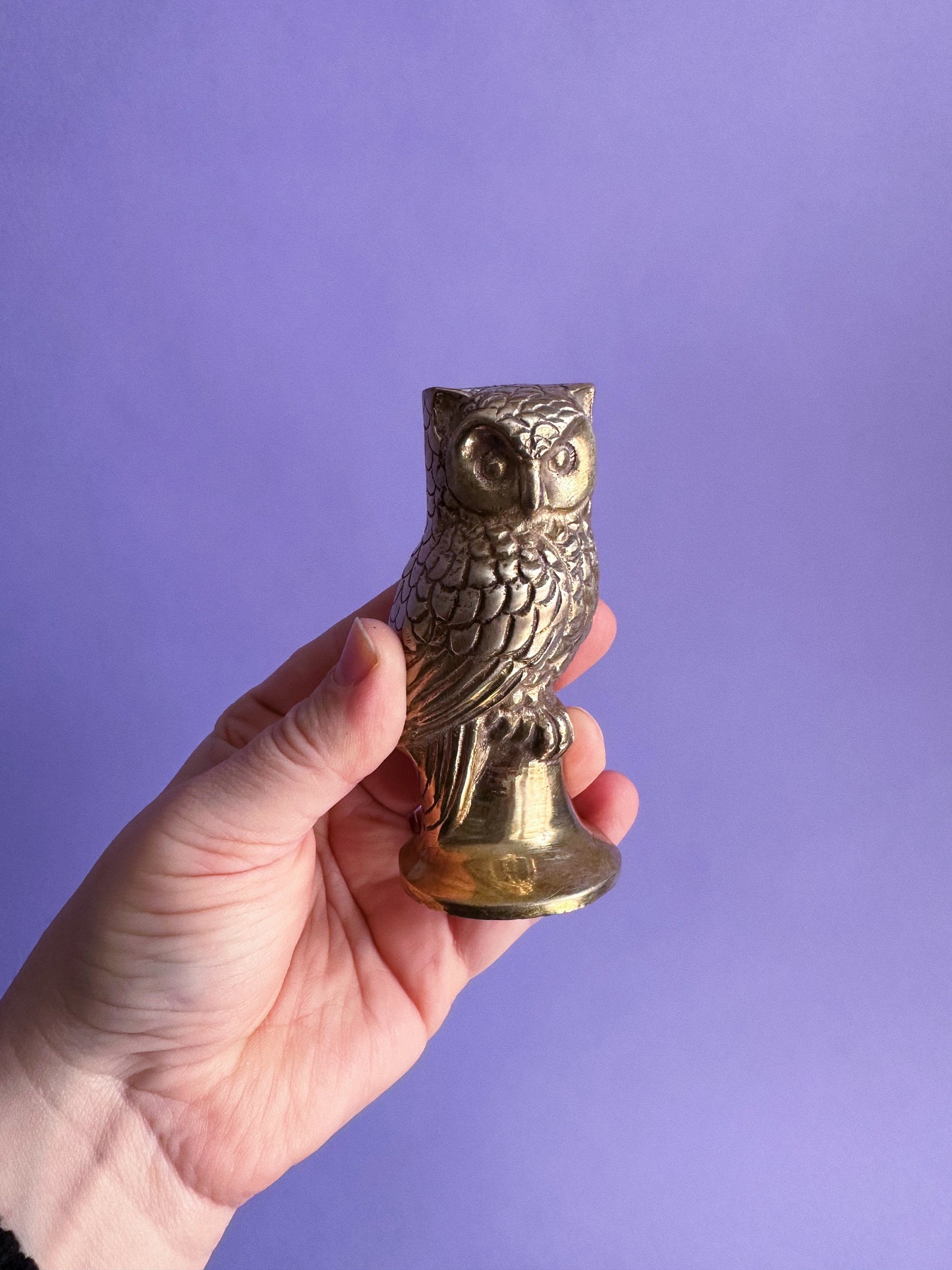 Vintage Brass Owl Sculpture Paperweight