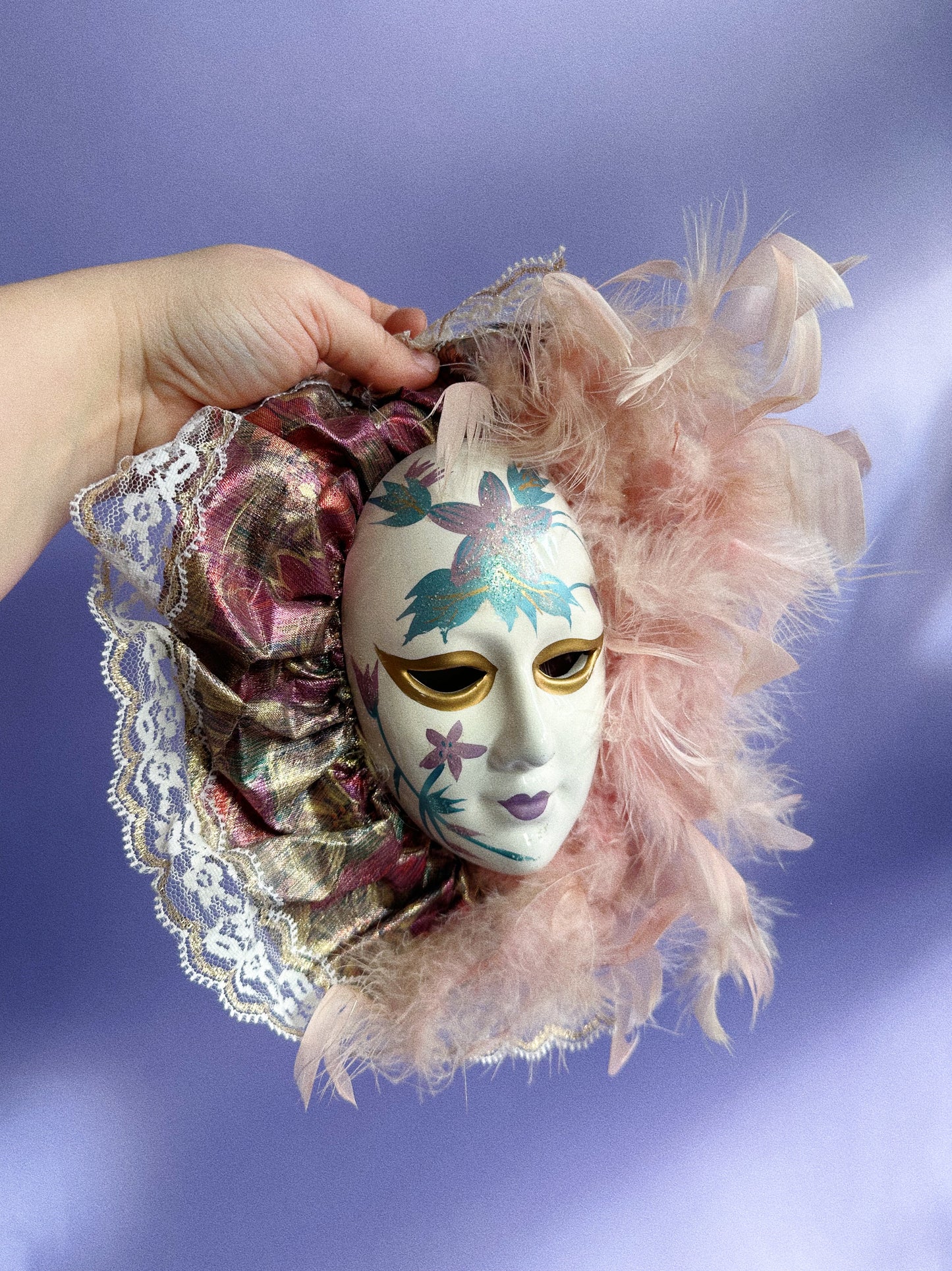 Vintage Venetian Porcelain Ceramic Mask Mardi Gras Painted Wall Hanging