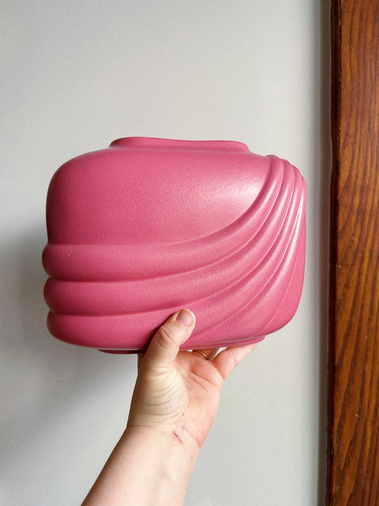 Art Deco Revival Mid Century Modern Pink Bisque Wrap Ceramic Vase
